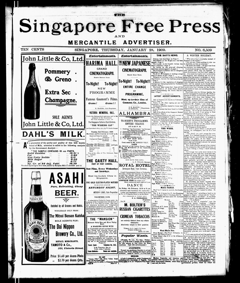 Miniature of Singapore Free Press and Mercantile Advertiser 28 January 1909