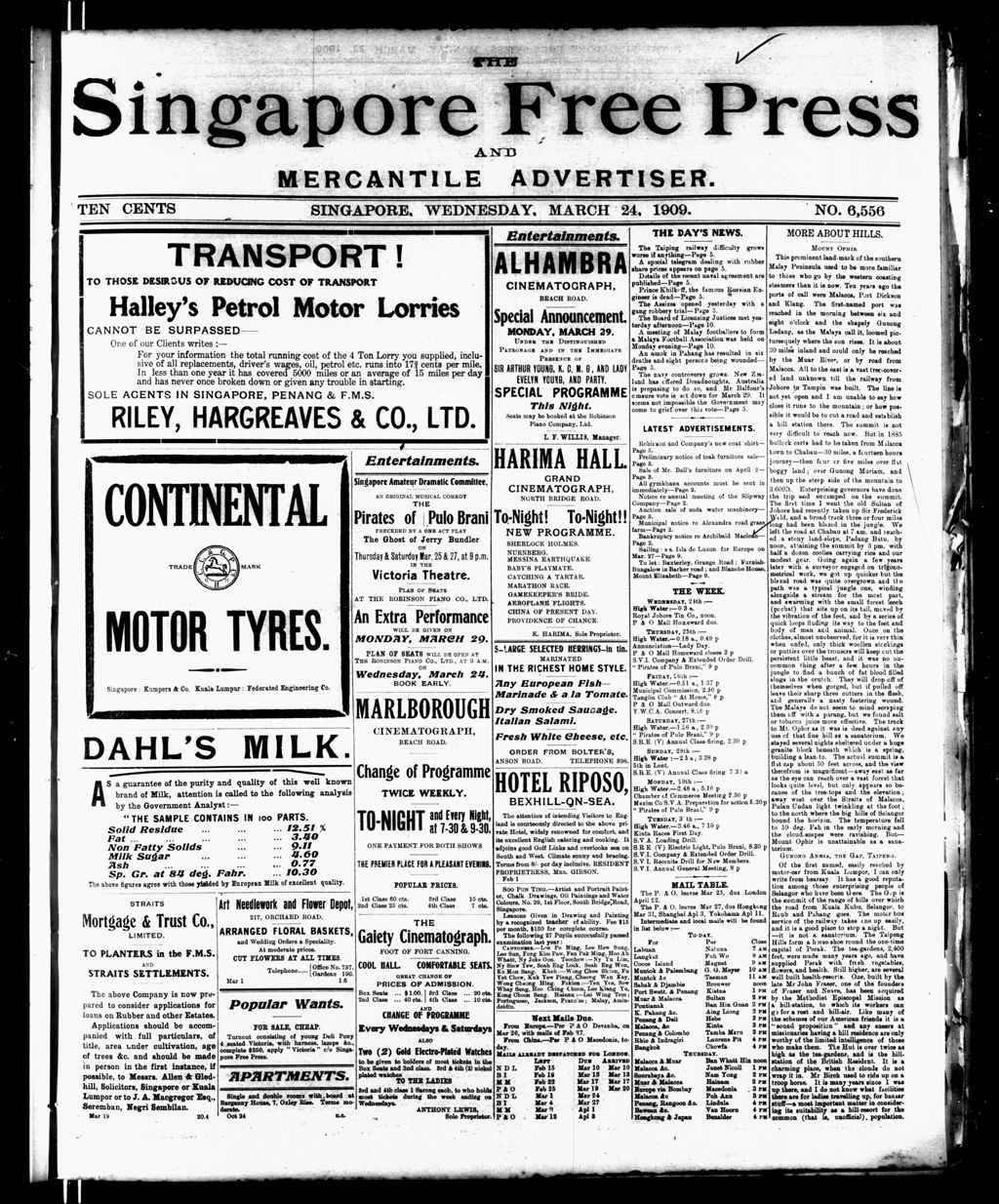 Miniature of Singapore Free Press and Mercantile Advertiser 24 March 1909