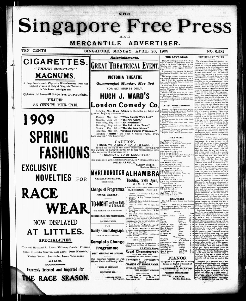 Miniature of Singapore Free Press and Mercantile Advertiser 26 April 1909