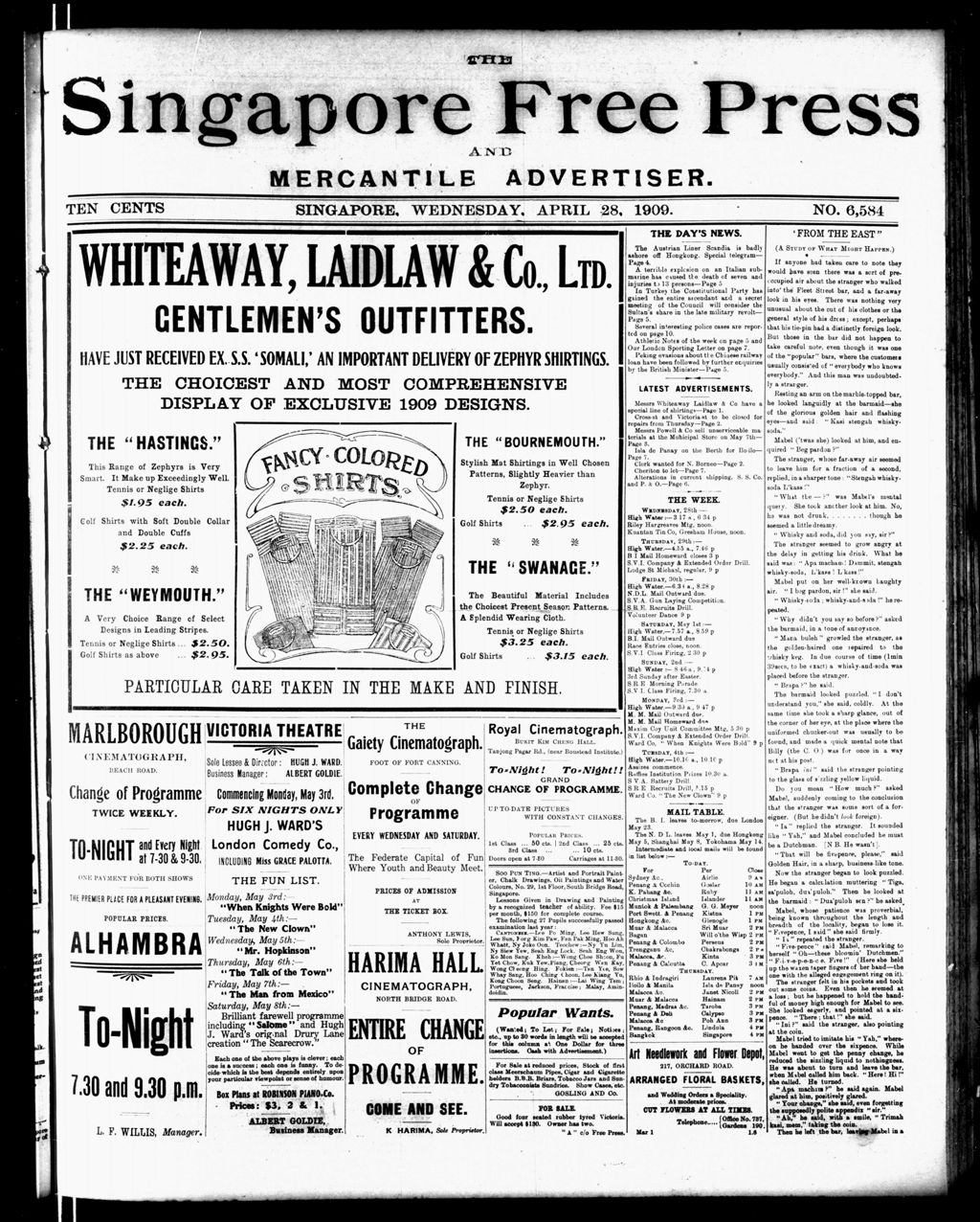 Miniature of Singapore Free Press and Mercantile Advertiser 28 April 1909