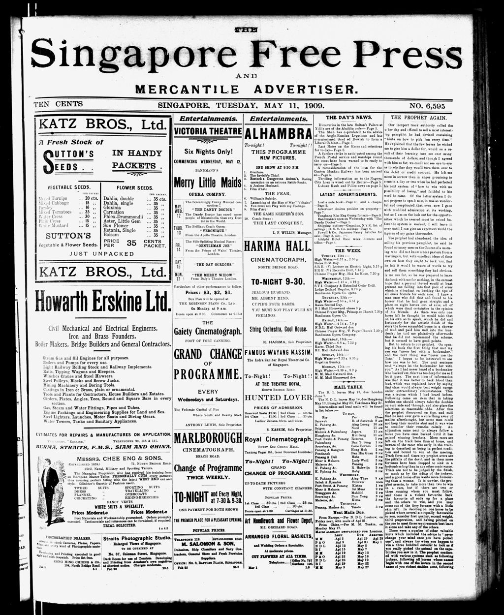 Miniature of Singapore Free Press and Mercantile Advertiser 11 May 1909