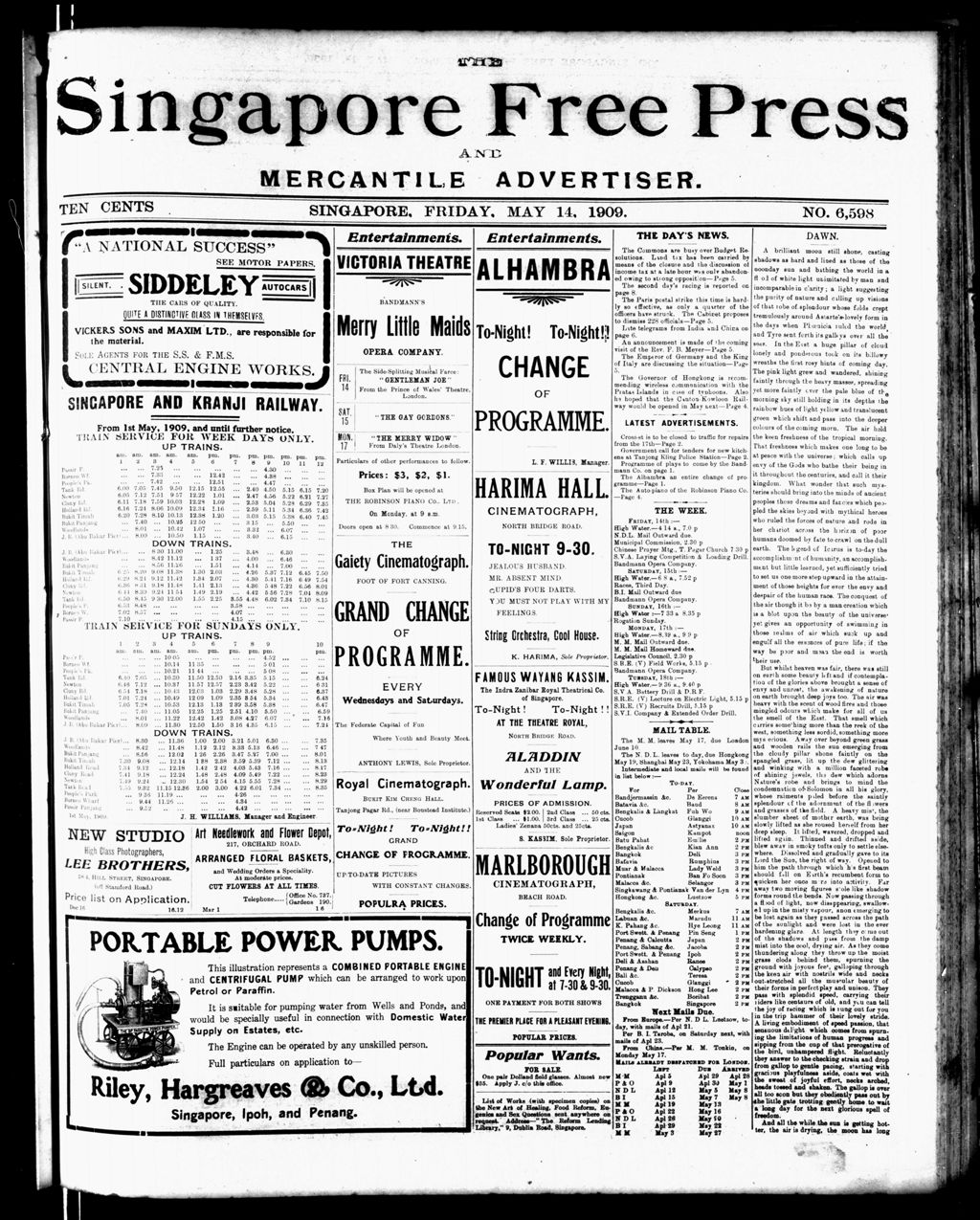 Miniature of Singapore Free Press and Mercantile Advertiser 14 May 1909