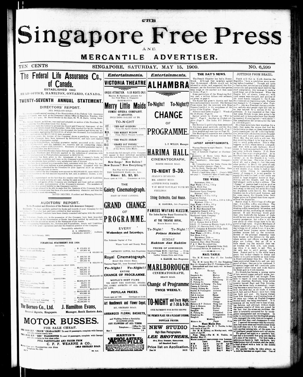 Miniature of Singapore Free Press and Mercantile Advertiser 15 May 1909