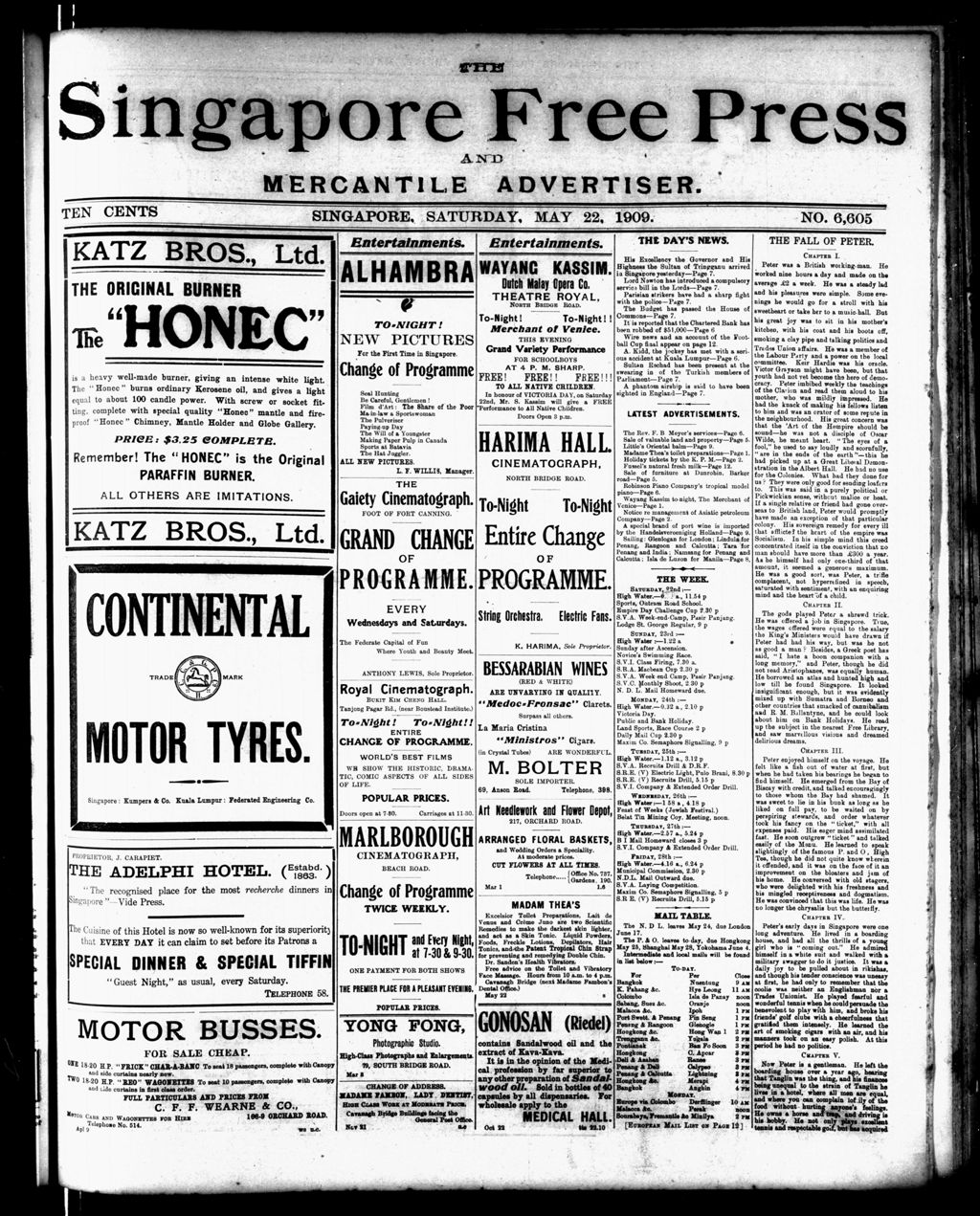 Miniature of Singapore Free Press and Mercantile Advertiser 22 May 1909