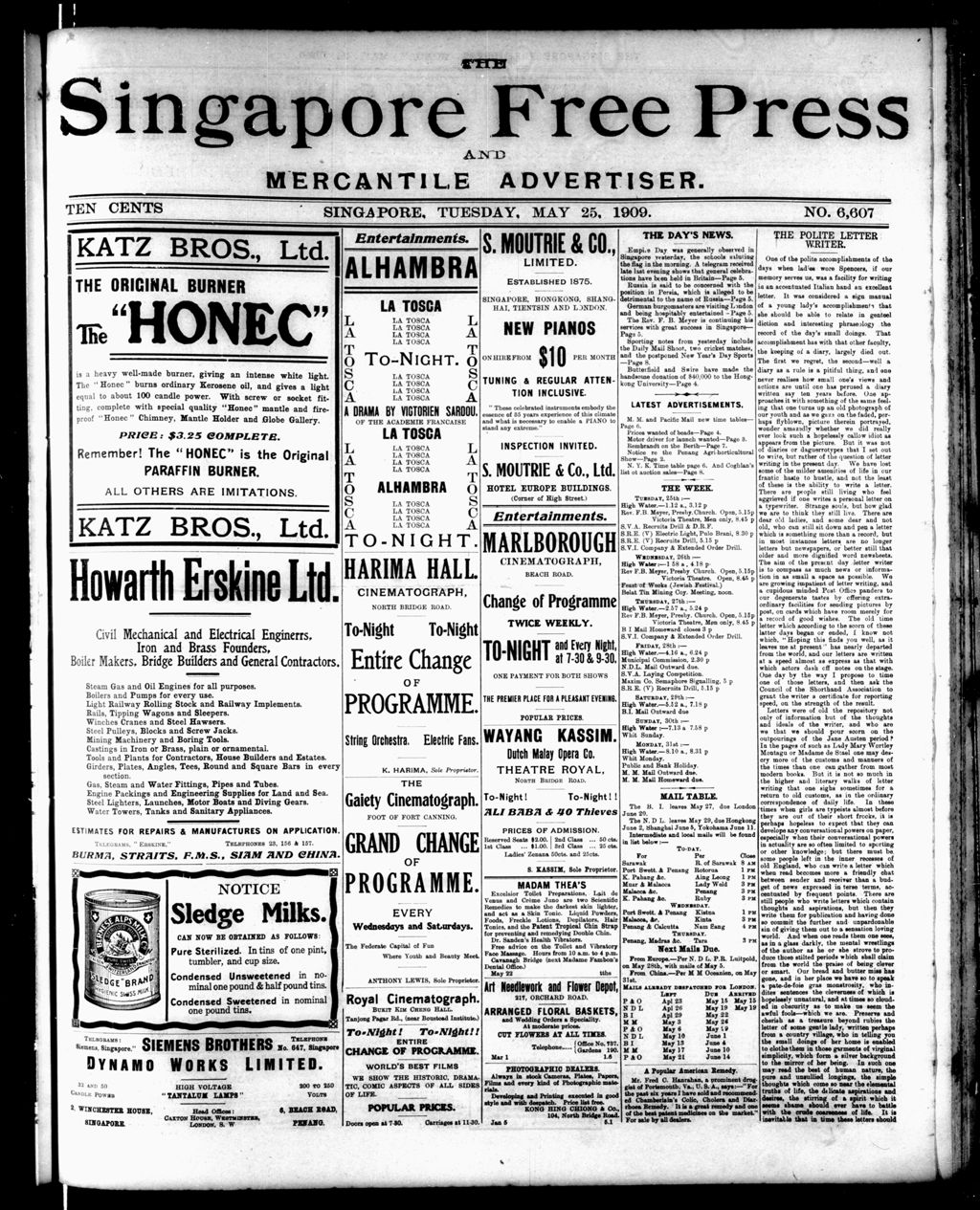 Miniature of Singapore Free Press and Mercantile Advertiser 25 May 1909