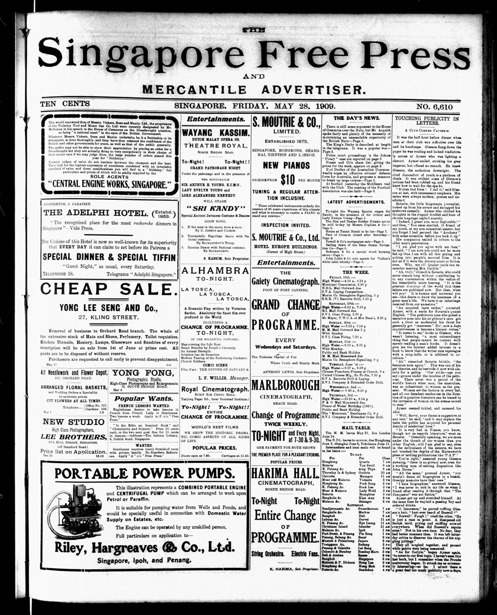 Miniature of Singapore Free Press and Mercantile Advertiser 28 May 1909