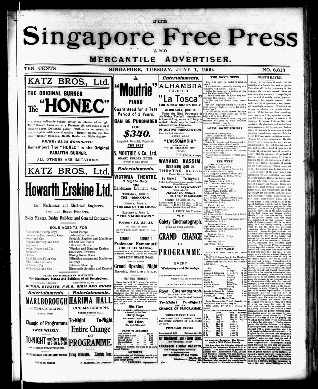 Miniature of Singapore Free Press and Mercantile Advertiser 01 June 1909