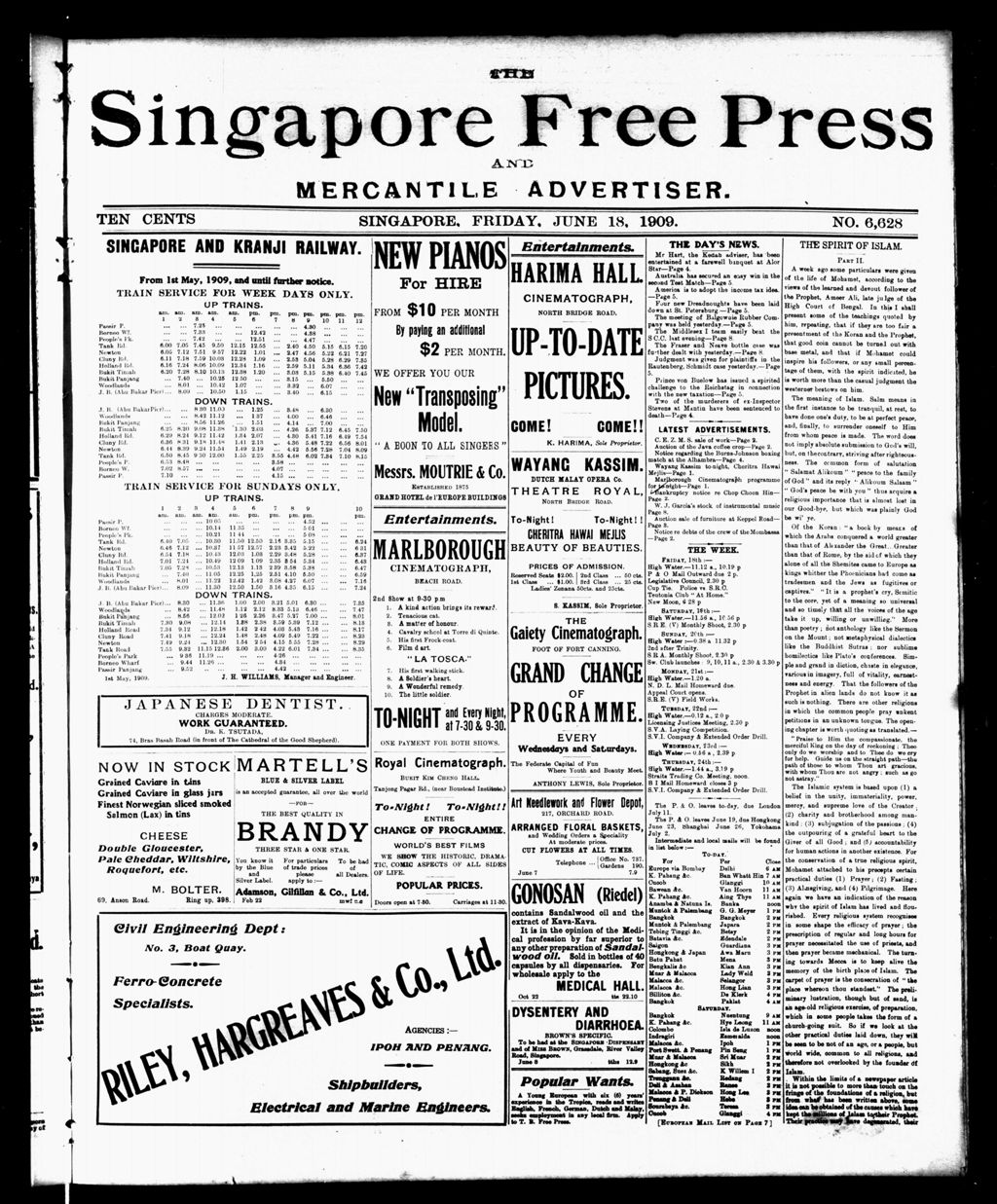 Miniature of Singapore Free Press and Mercantile Advertiser 18 June 1909