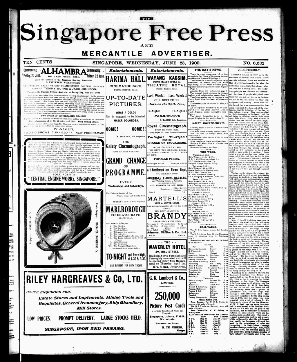 Miniature of Singapore Free Press and Mercantile Advertiser 23 June 1909