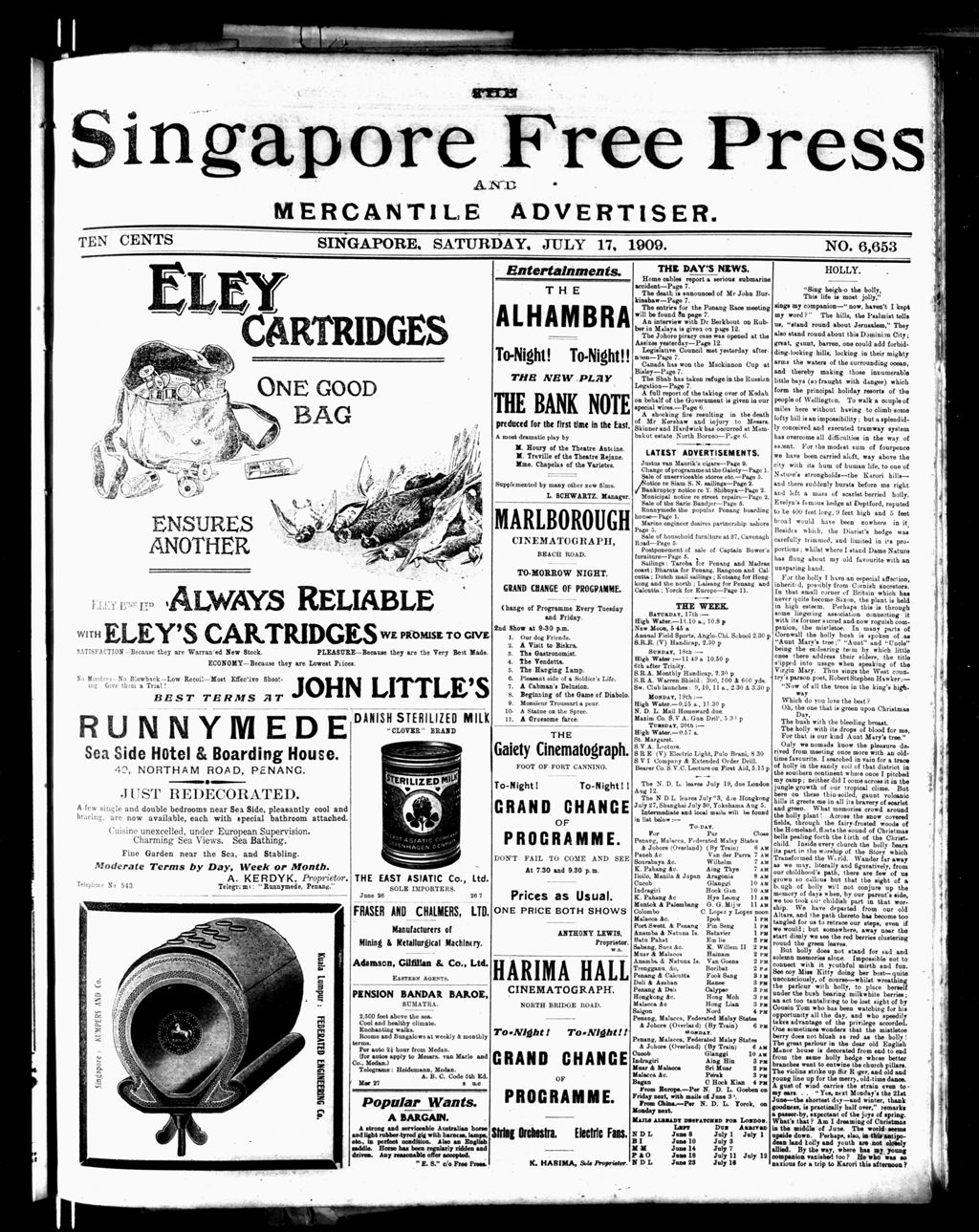 Miniature of Singapore Free Press and Mercantile Advertiser 17 July 1909