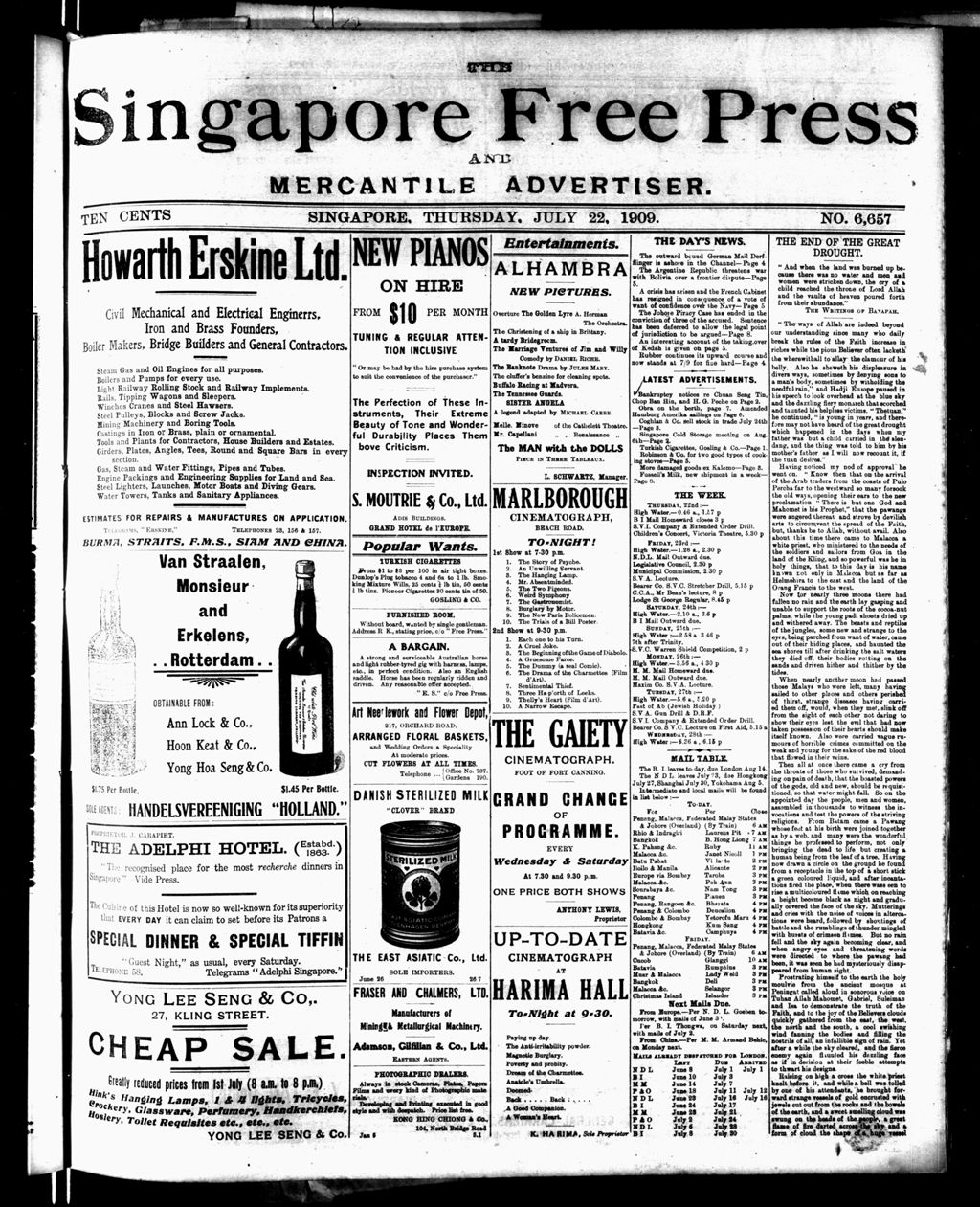 Miniature of Singapore Free Press and Mercantile Advertiser 22 July 1909