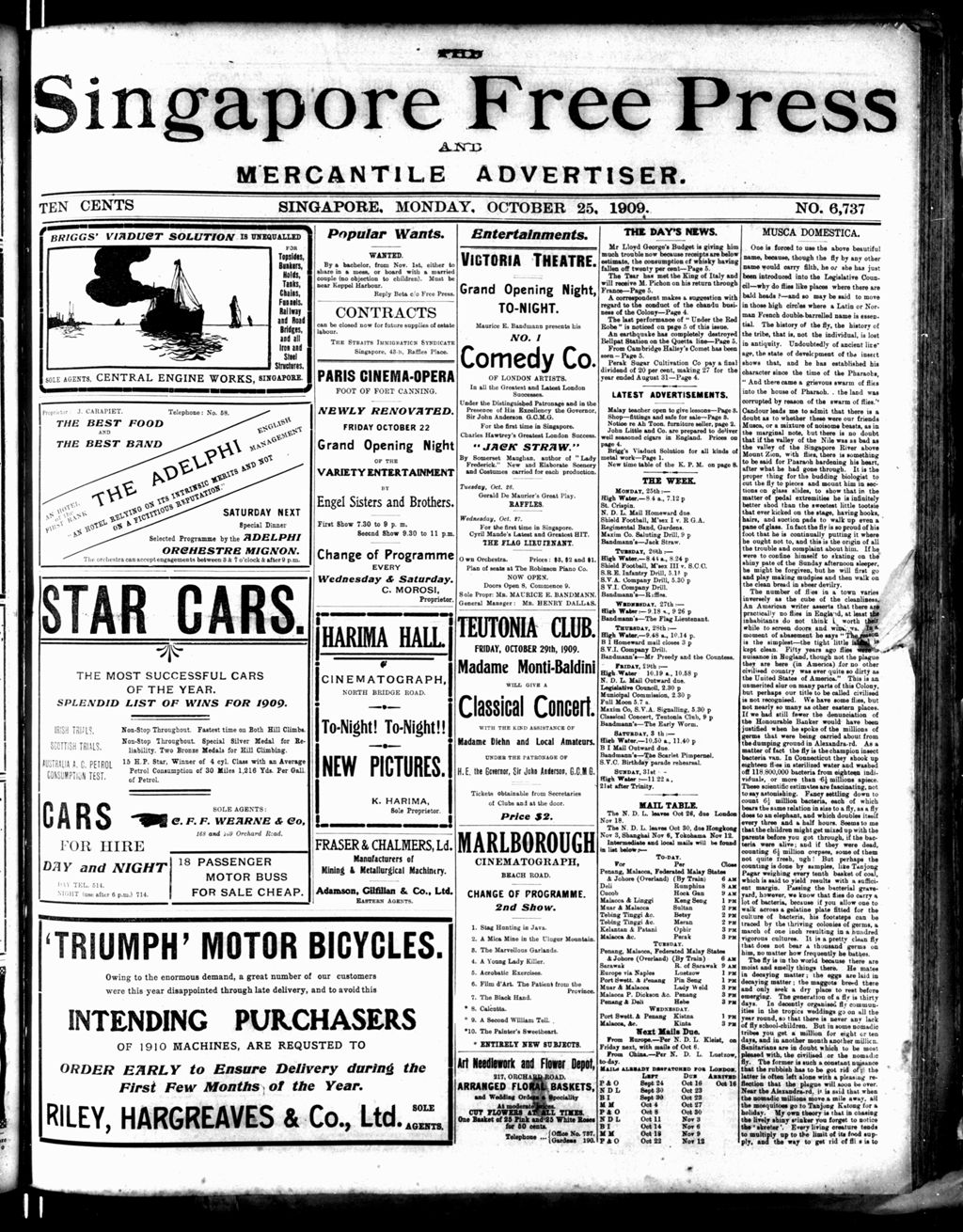 Miniature of Singapore Free Press and Mercantile Advertiser 25 October 1909