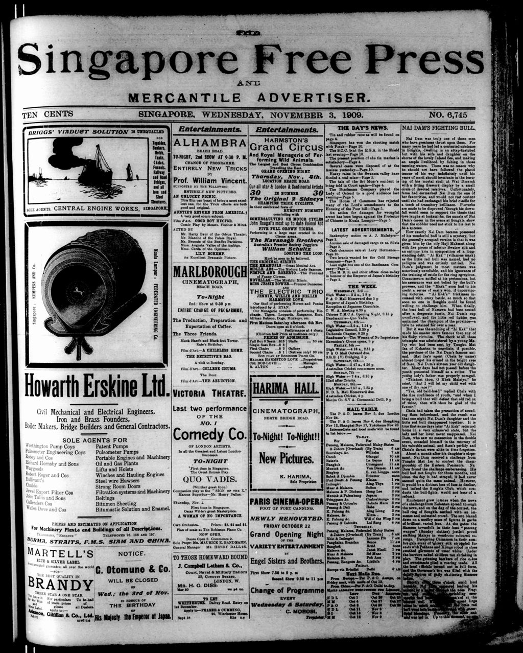 Miniature of Singapore Free Press and Mercantile Advertiser 03 November 1909