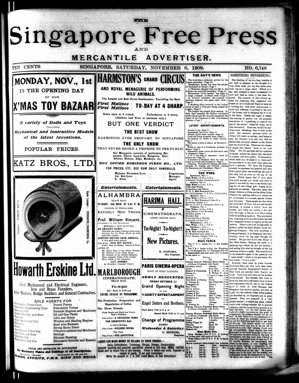 Miniature of Singapore Free Press and Mercantile Advertiser 06 November 1909