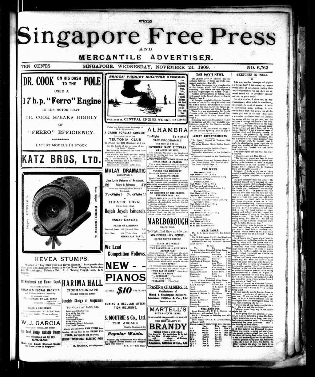 Miniature of Singapore Free Press and Mercantile Advertiser 24 November 1909