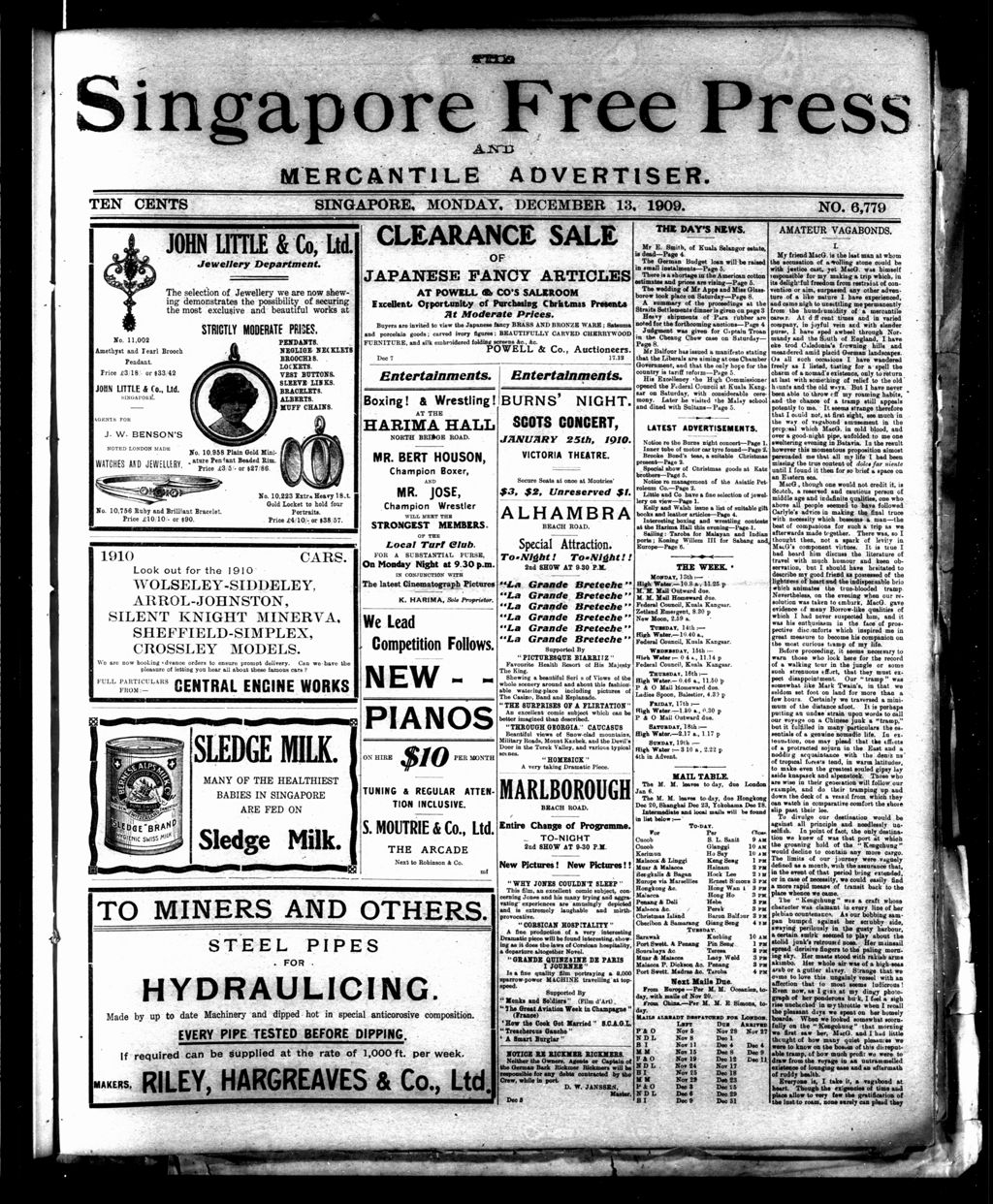 Miniature of Singapore Free Press and Mercantile Advertiser 13 December 1909