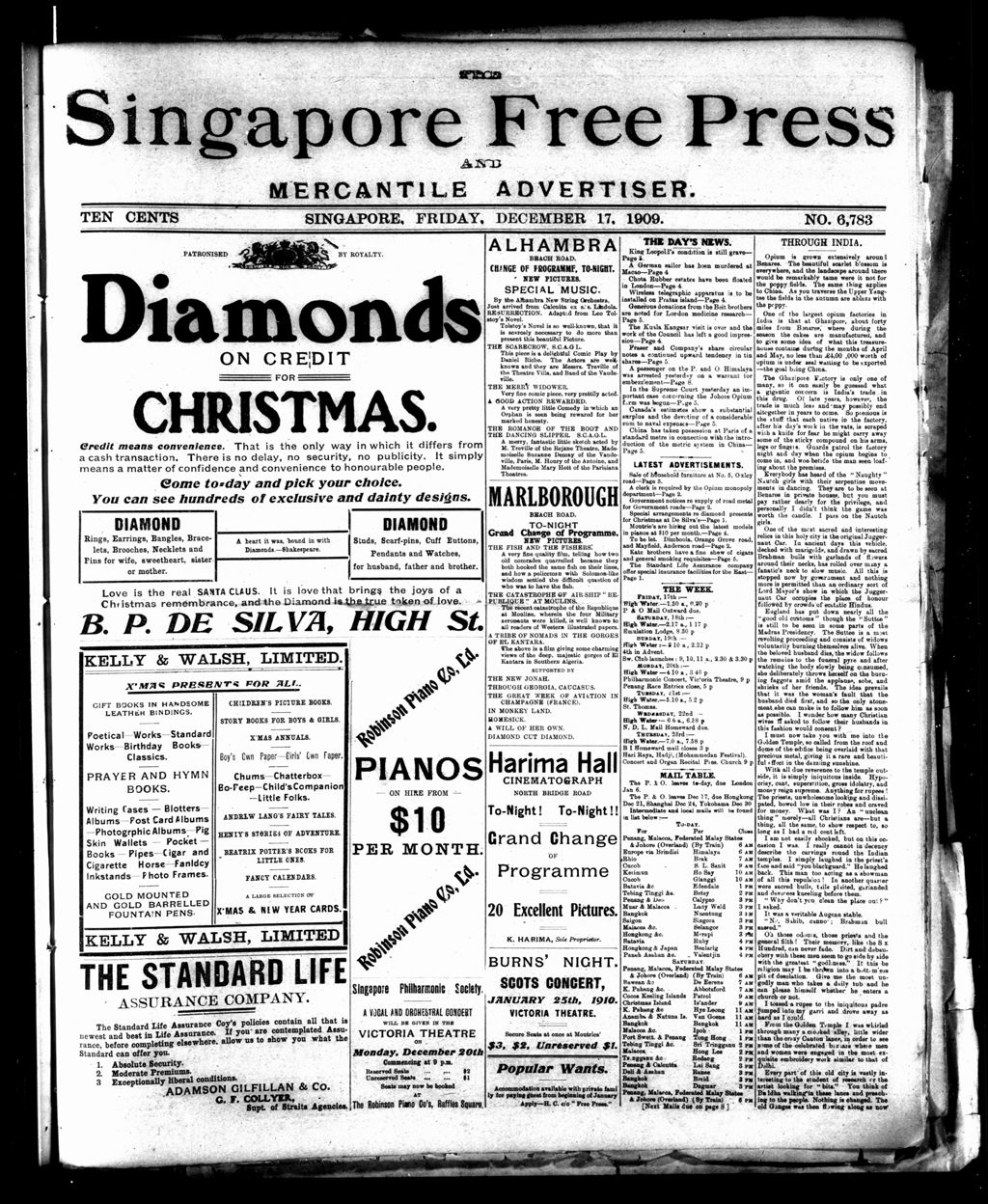 Miniature of Singapore Free Press and Mercantile Advertiser 17 December 1909