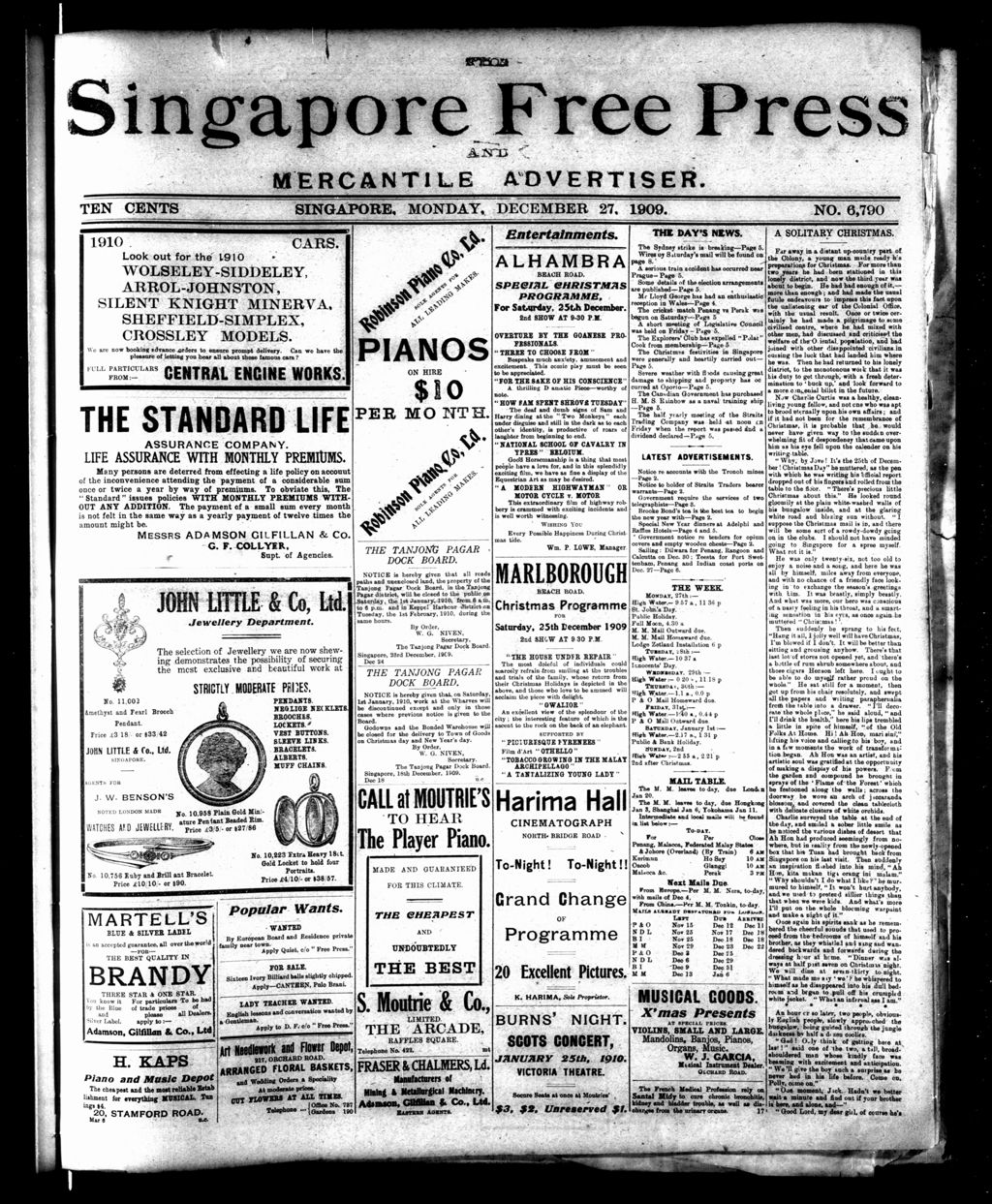 Miniature of Singapore Free Press and Mercantile Advertiser 27 December 1909