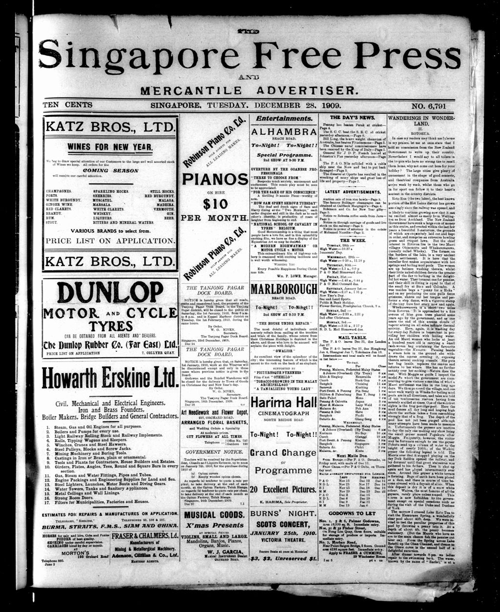 Miniature of Singapore Free Press and Mercantile Advertiser 28 December 1909