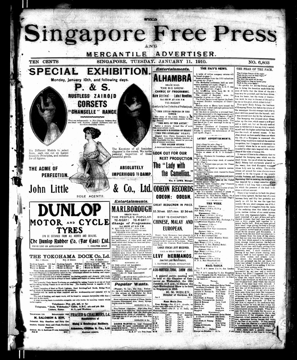 Miniature of Singapore Free Press and Mercantile Advertiser 11 January 1910