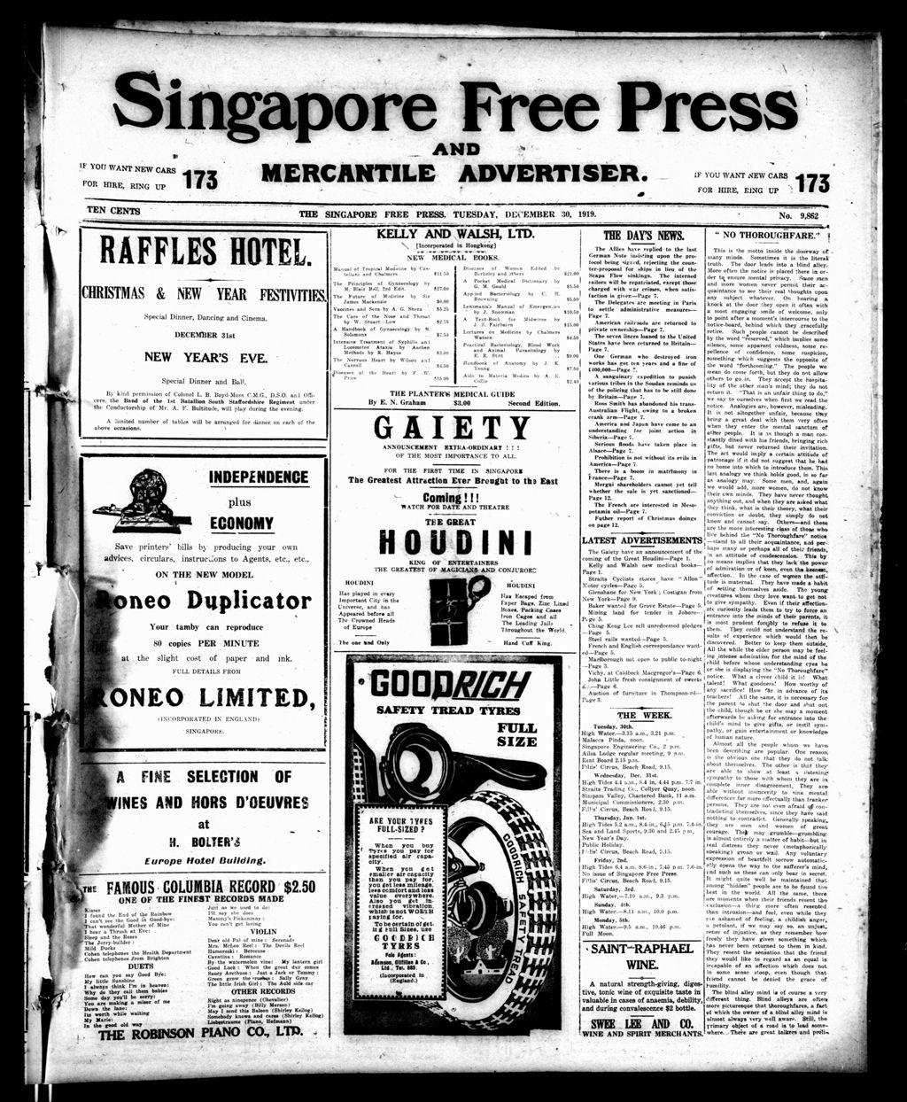 Miniature of Singapore Free Press and Mercantile Advertiser 30 December 1919