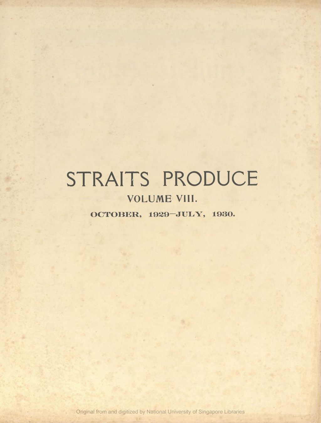 Miniature of Index to Straits produce. Volume 8 (October 1929 - July 1930)