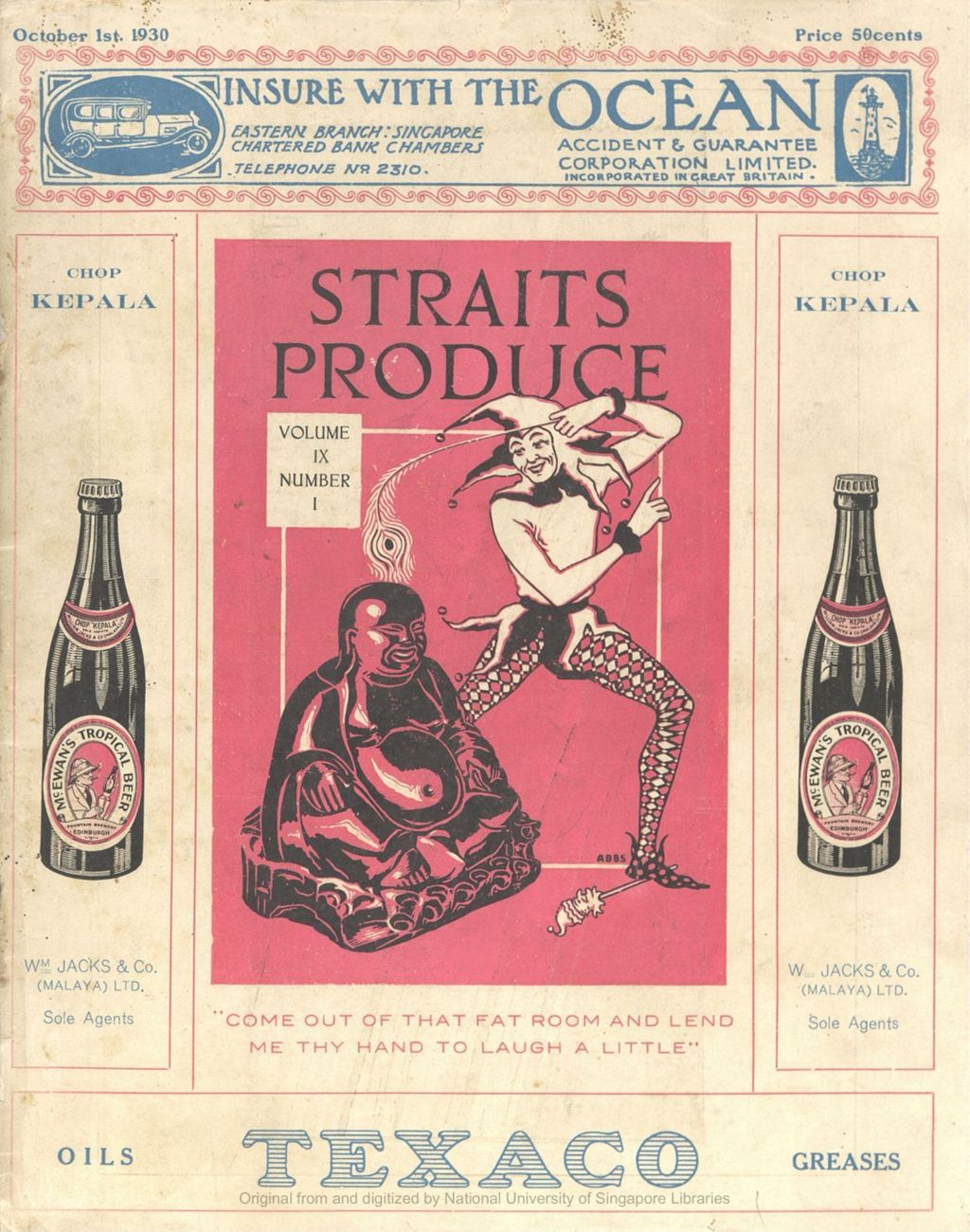 Miniature of Straits produce. Volume 9, Number 1 (October 1st 1930)