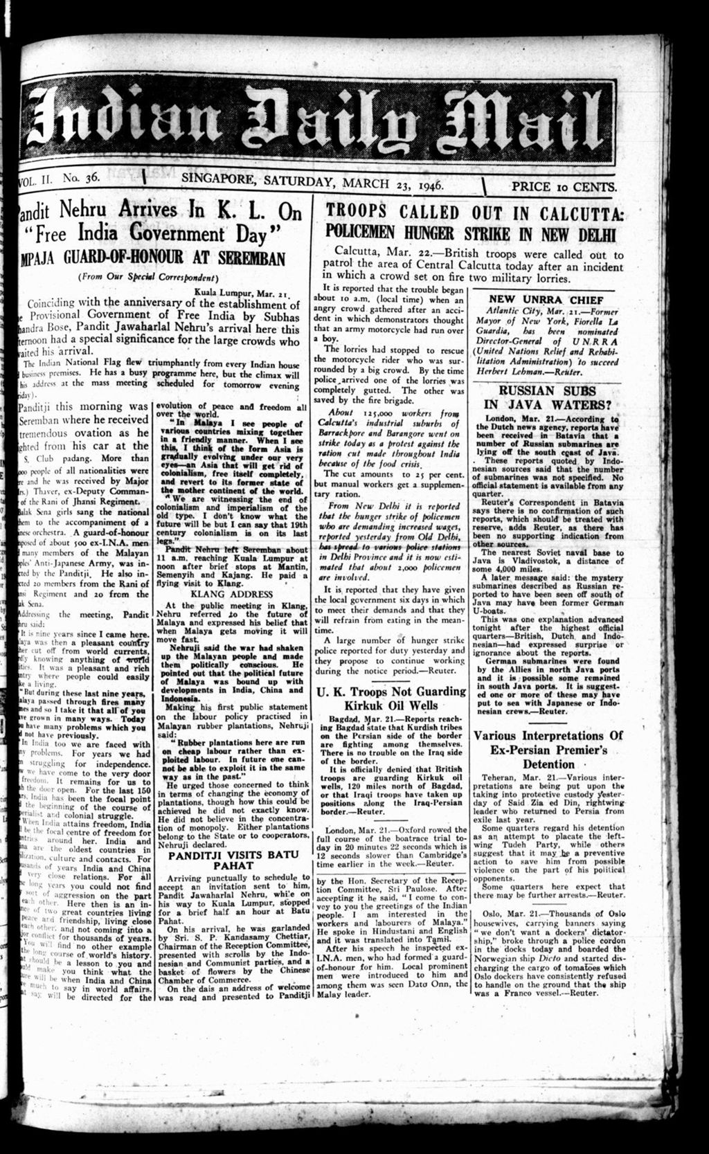 Miniature of Indian Daily Mail 23 March 1946