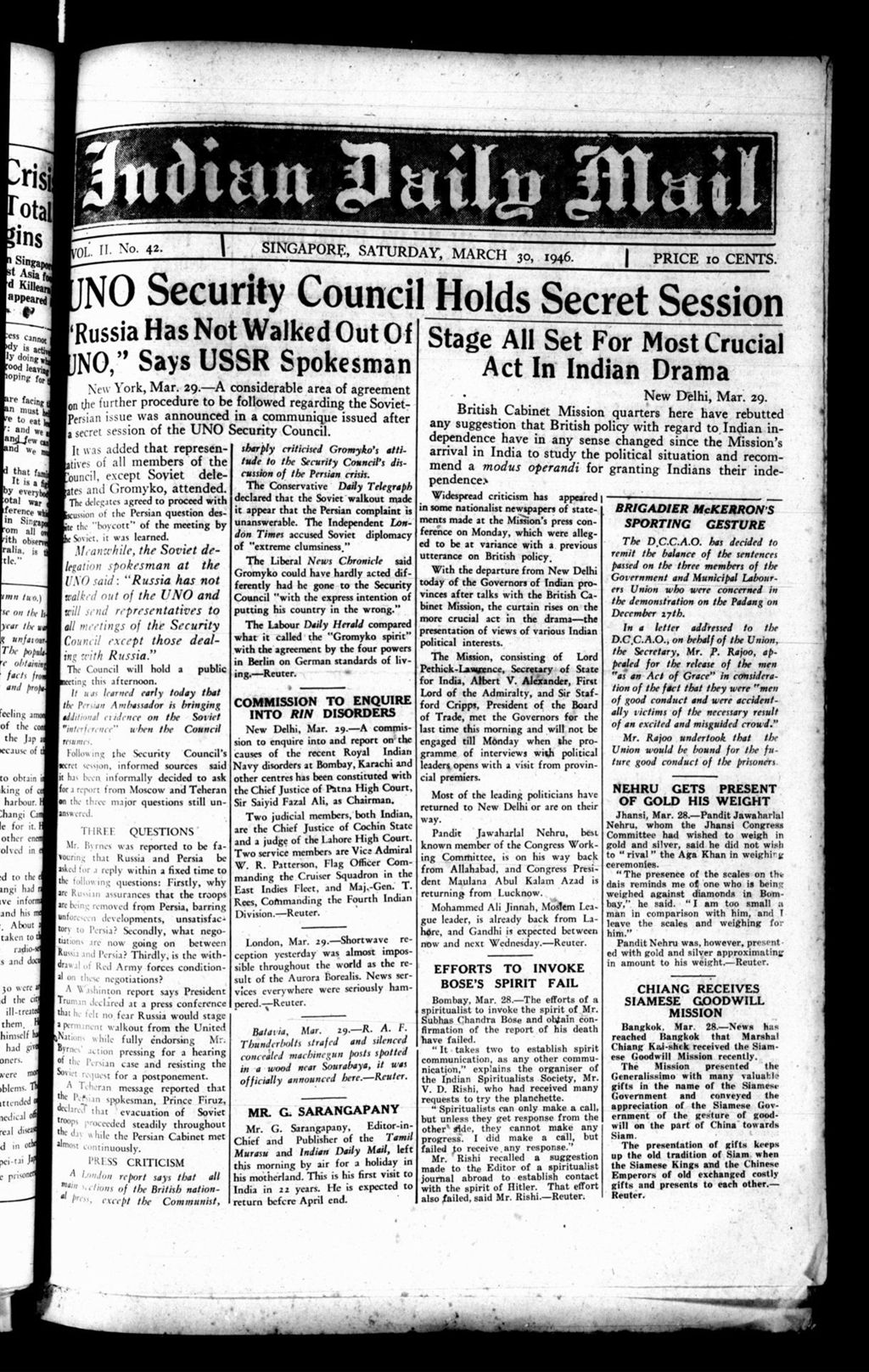 Miniature of Indian Daily Mail 30 March 1946