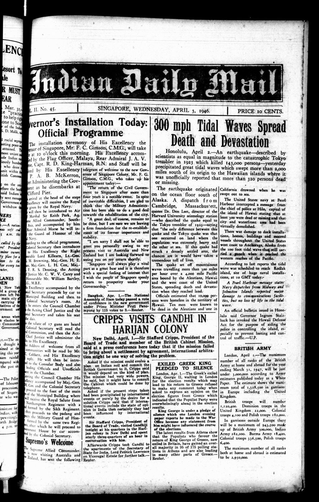 Miniature of Indian Daily Mail 03 April 1946