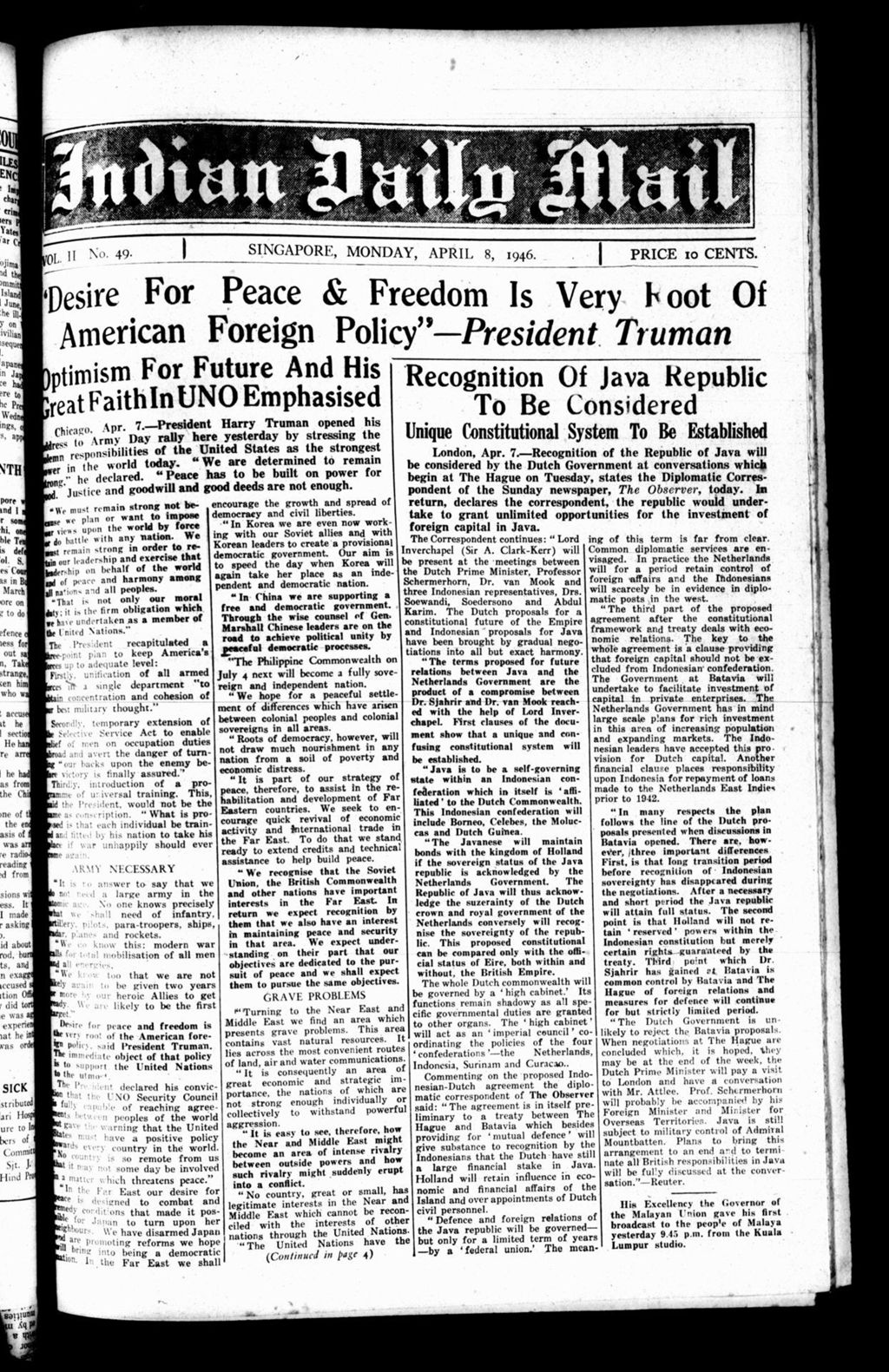 Miniature of Indian Daily Mail 08 April 1946