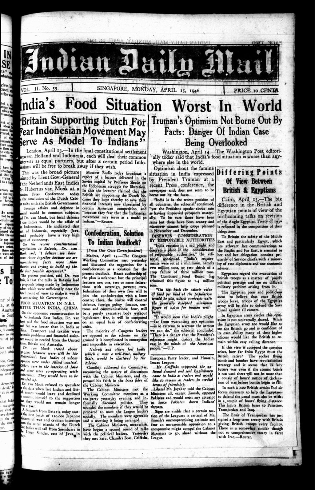 Miniature of Indian Daily Mail 15 April 1946