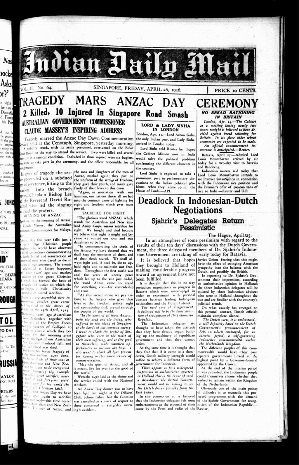 Miniature of Indian Daily Mail 26 April 1946