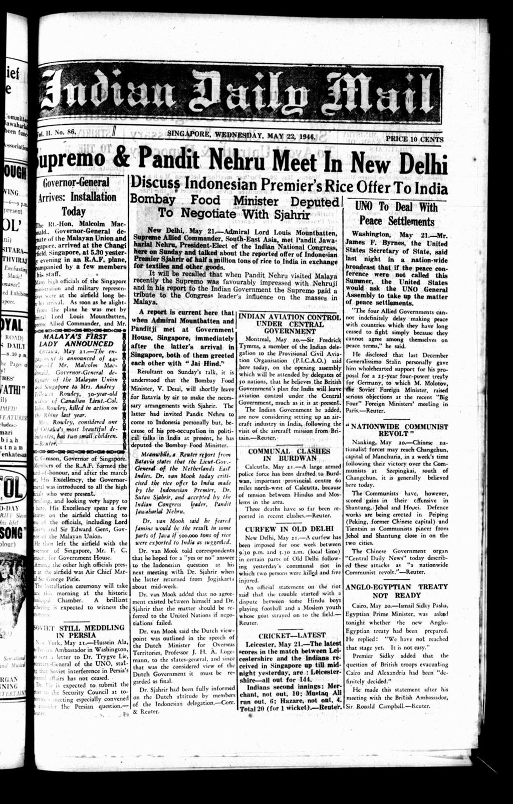 Miniature of Indian Daily Mail 22 May 1946