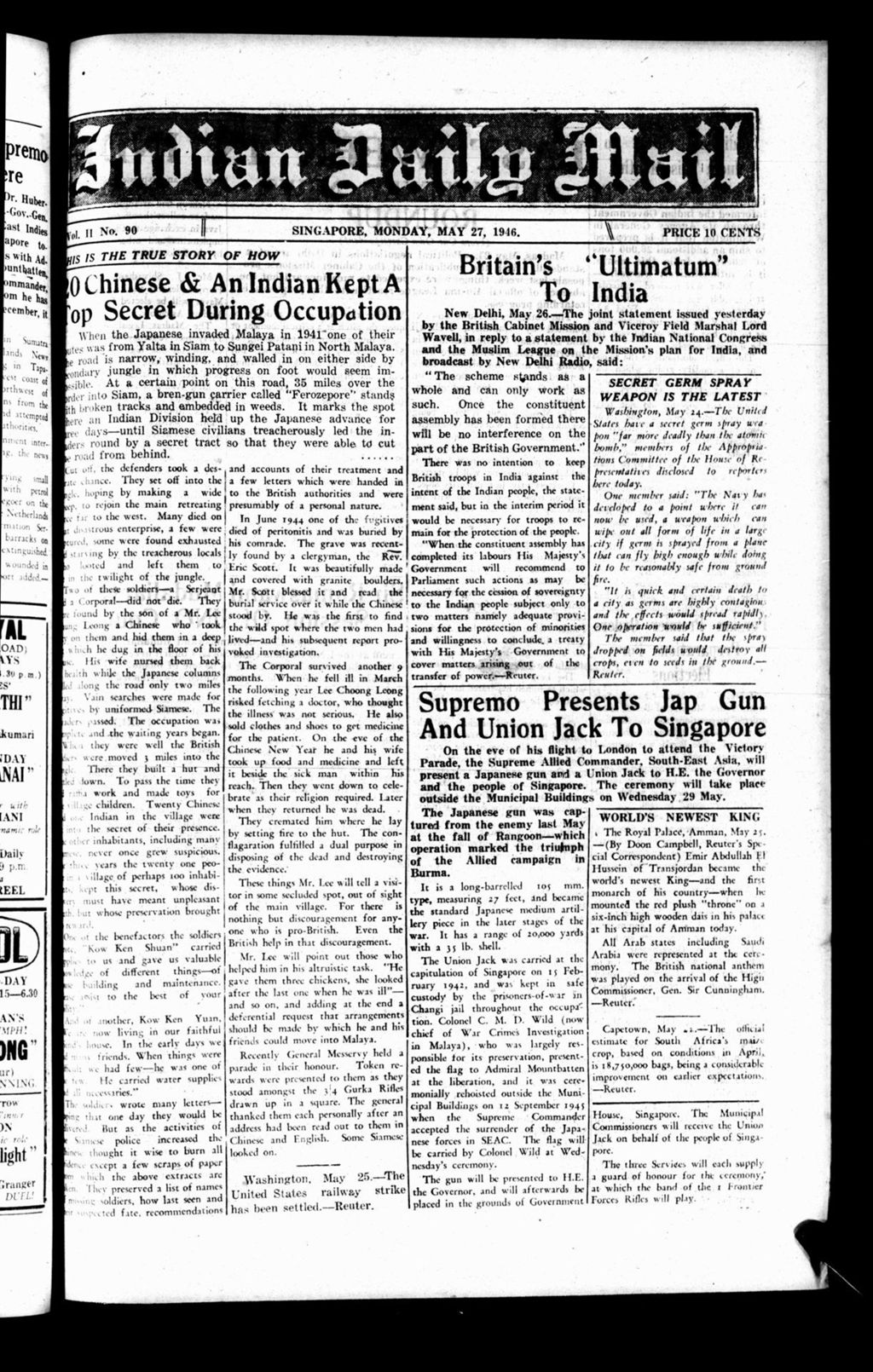 Miniature of Indian Daily Mail 27 May 1946