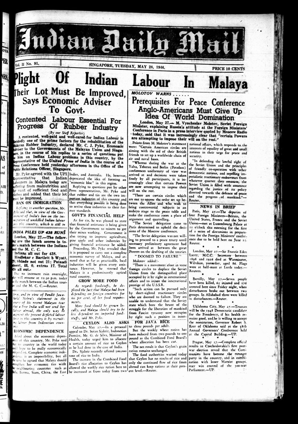 Miniature of Indian Daily Mail 28 May 1946