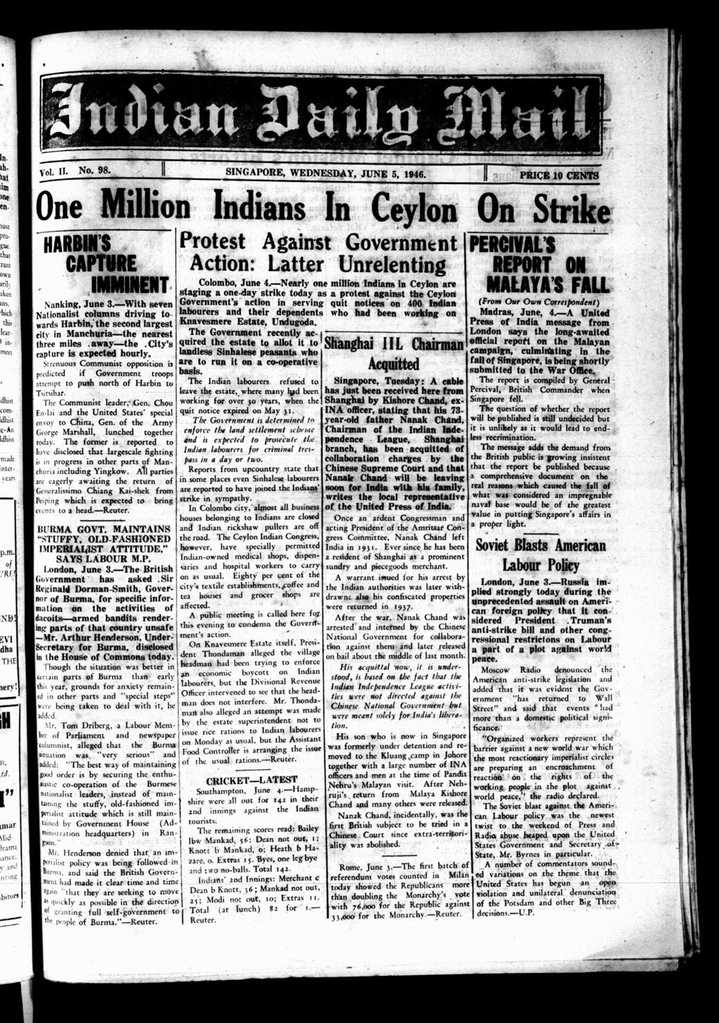 Miniature of Indian Daily Mail 05 June 1946