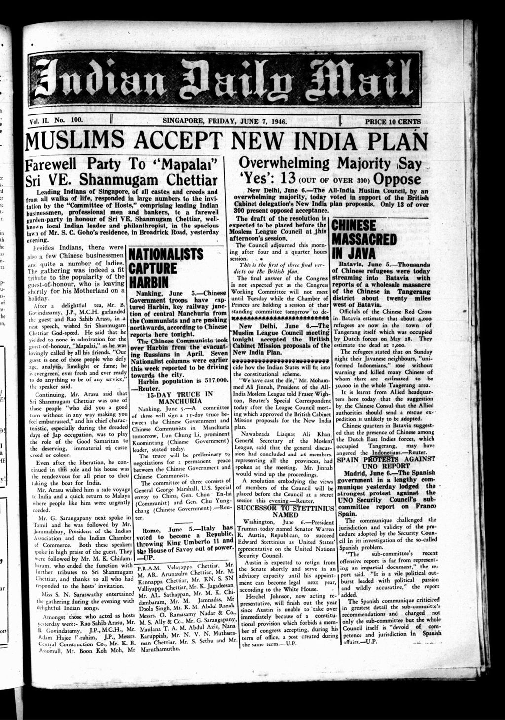 Miniature of Indian Daily Mail 07 June 1946