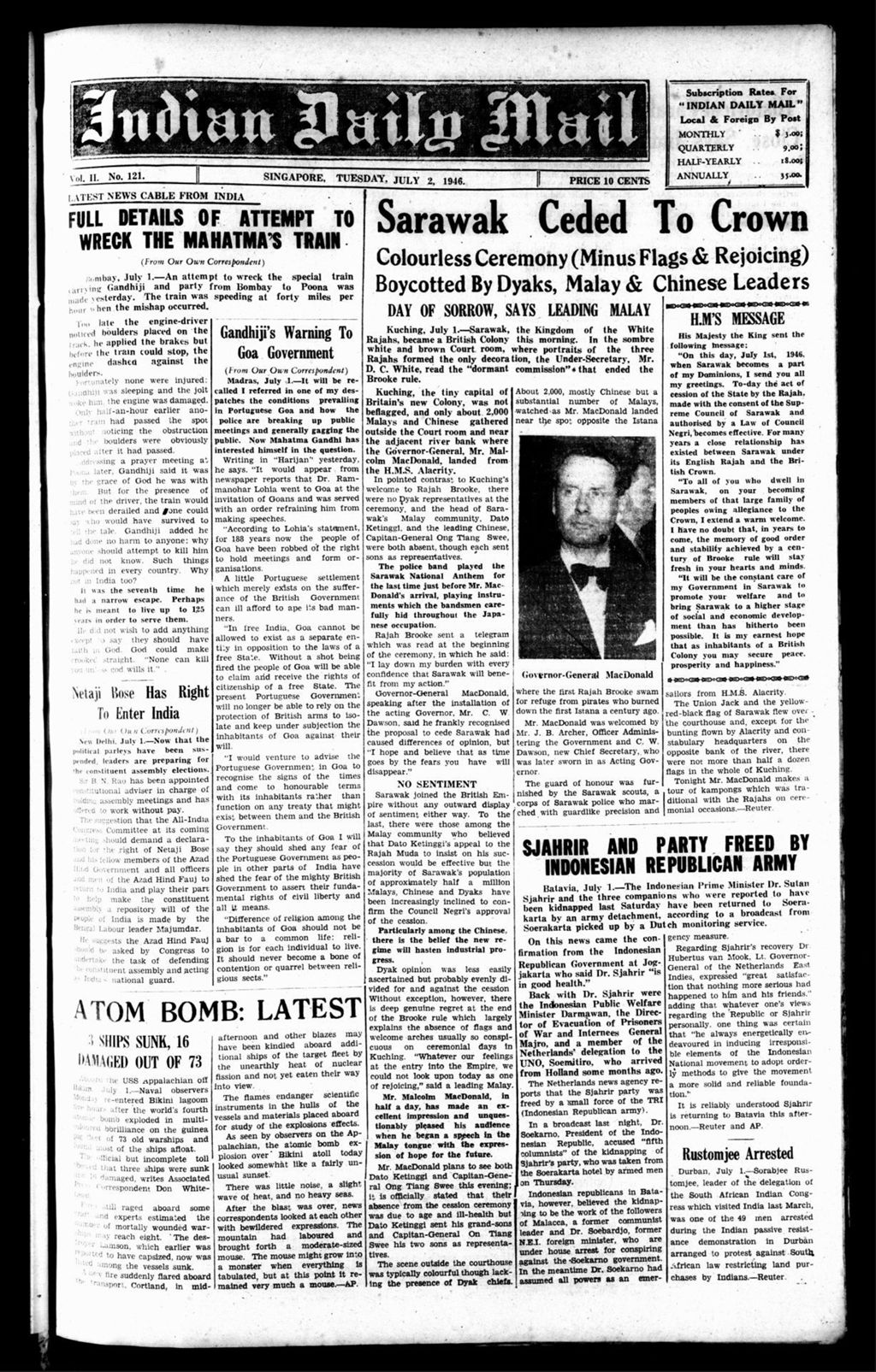 Miniature of Indian Daily Mail 02 July 1946