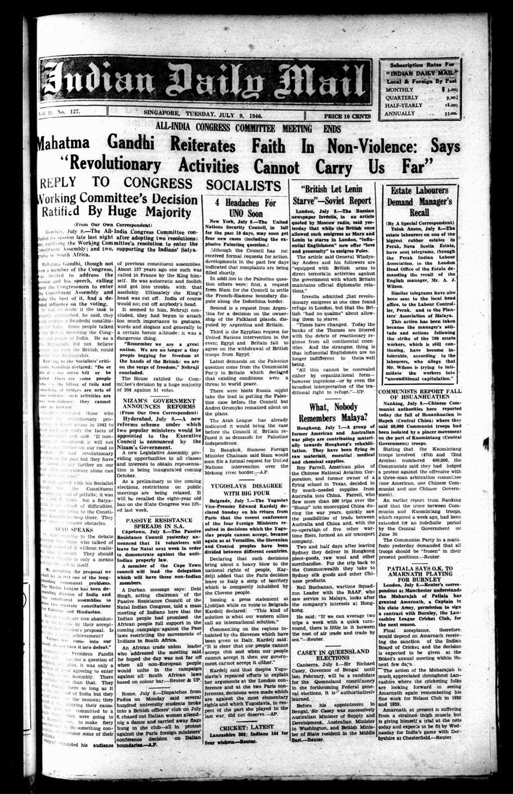 Miniature of Indian Daily Mail 09 July 1946