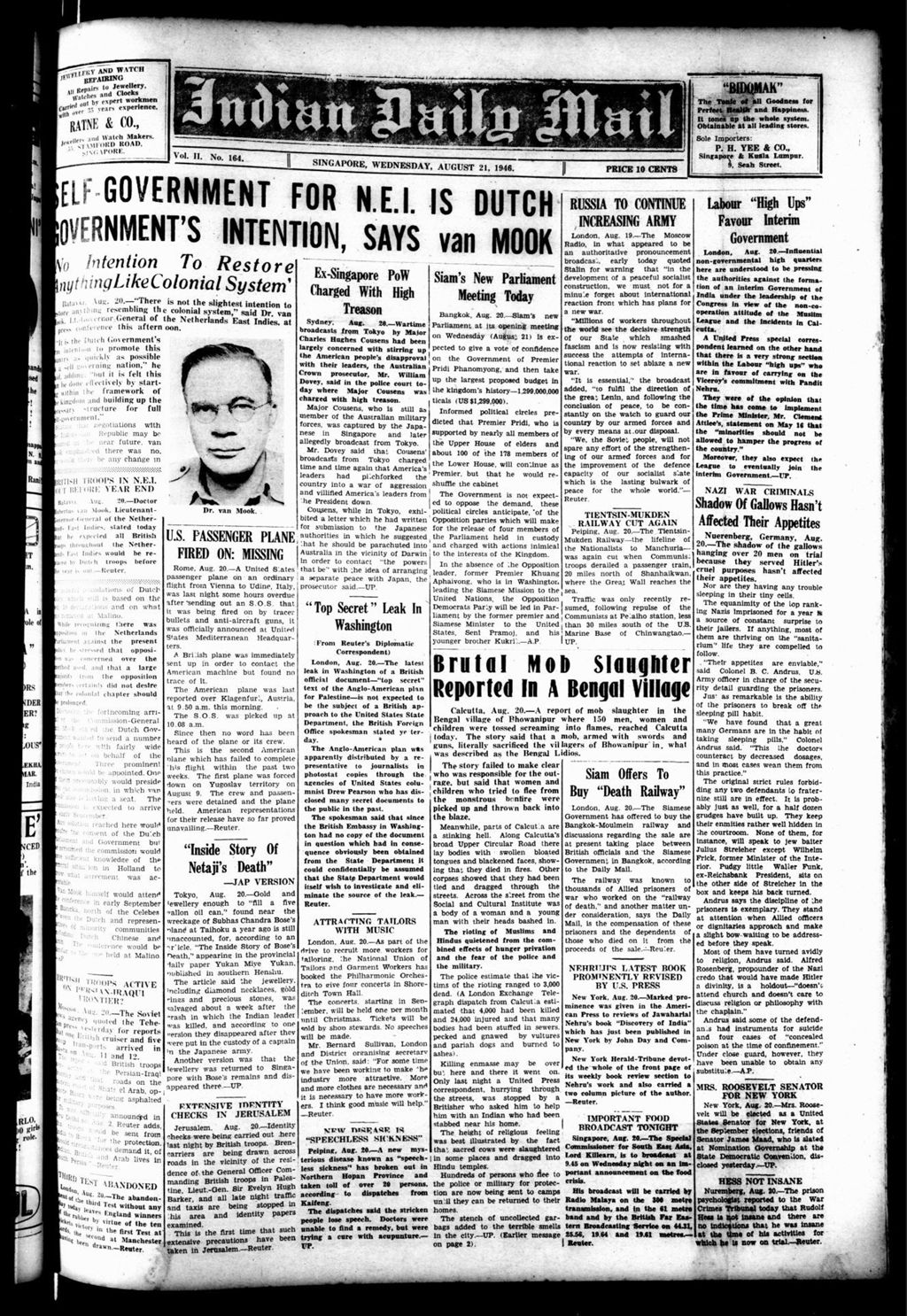 Miniature of Indian Daily Mail 21 August 1946