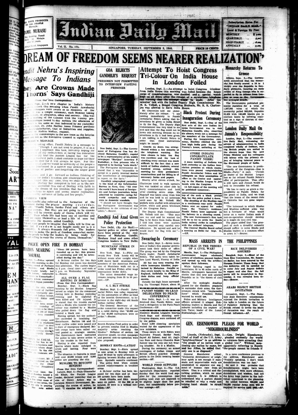 Miniature of Indian Daily Mail 03 September 1946