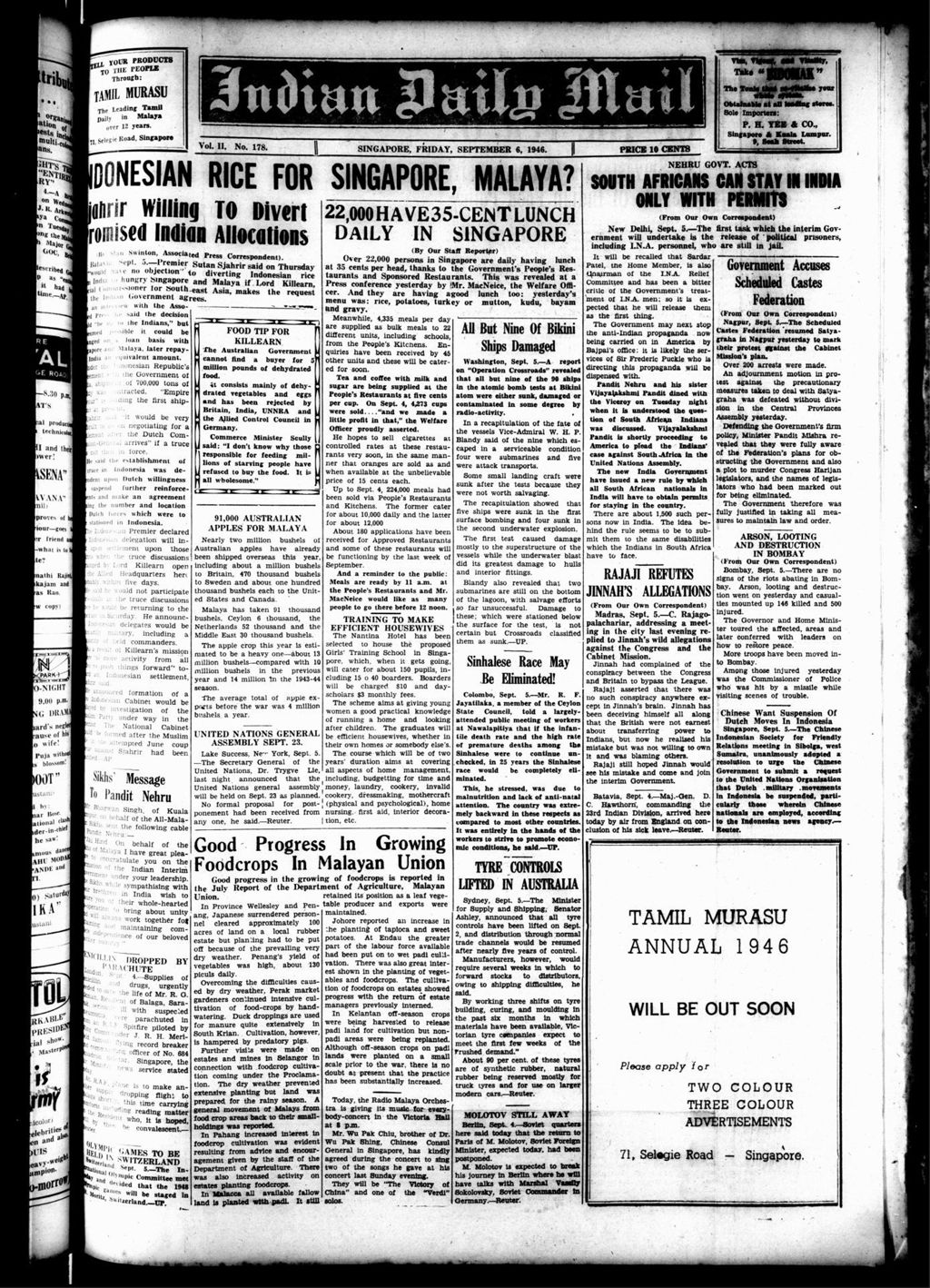 Miniature of Indian Daily Mail 06 September 1946