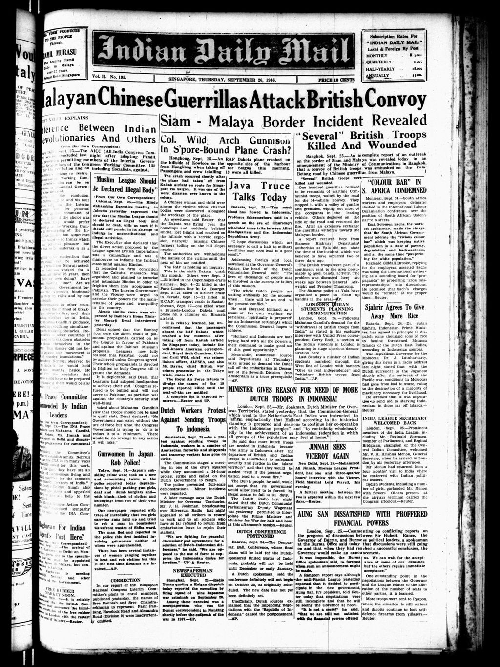 Miniature of Indian Daily Mail 26 September 1946