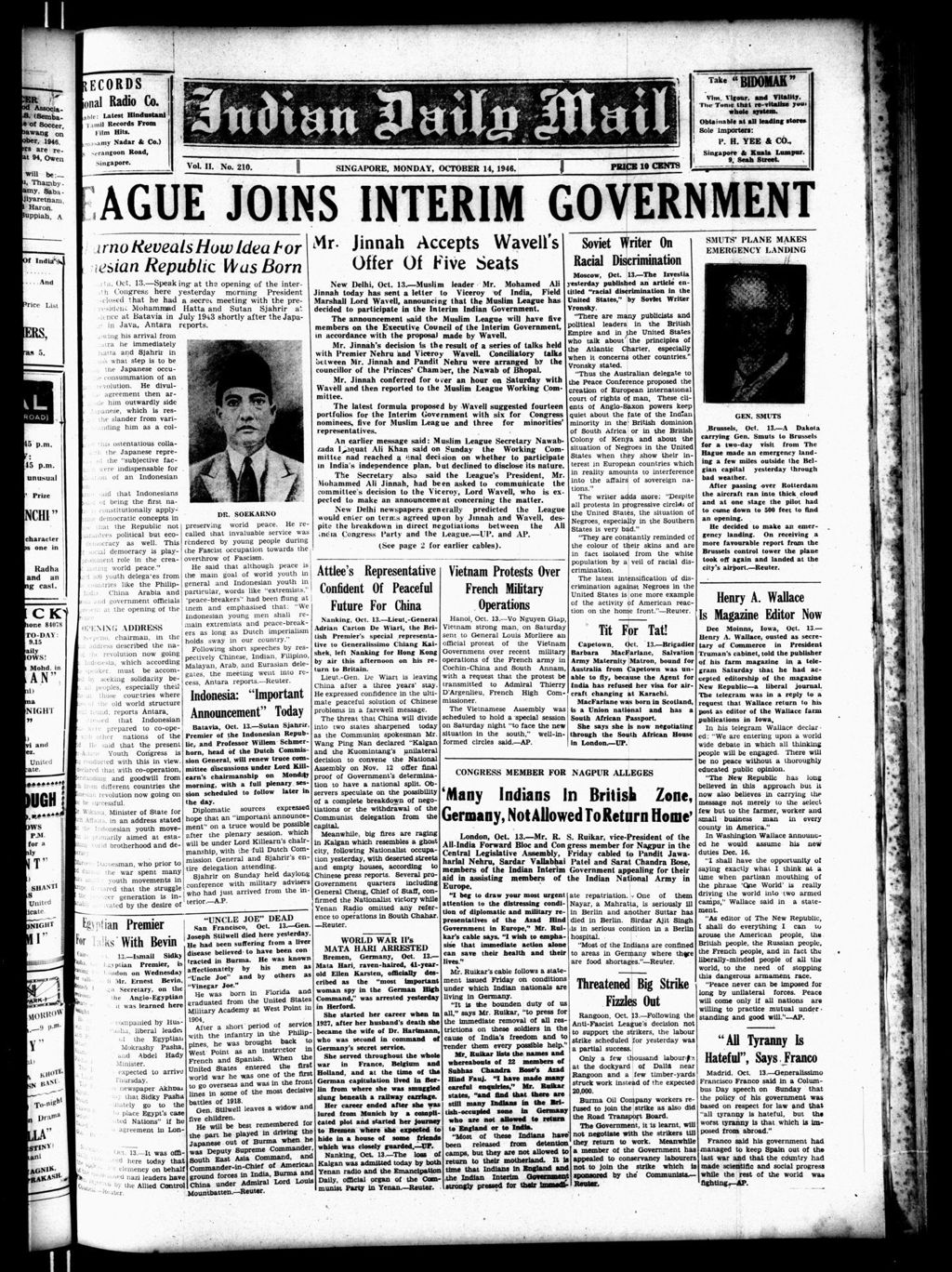 Miniature of Indian Daily Mail 14 October 1946