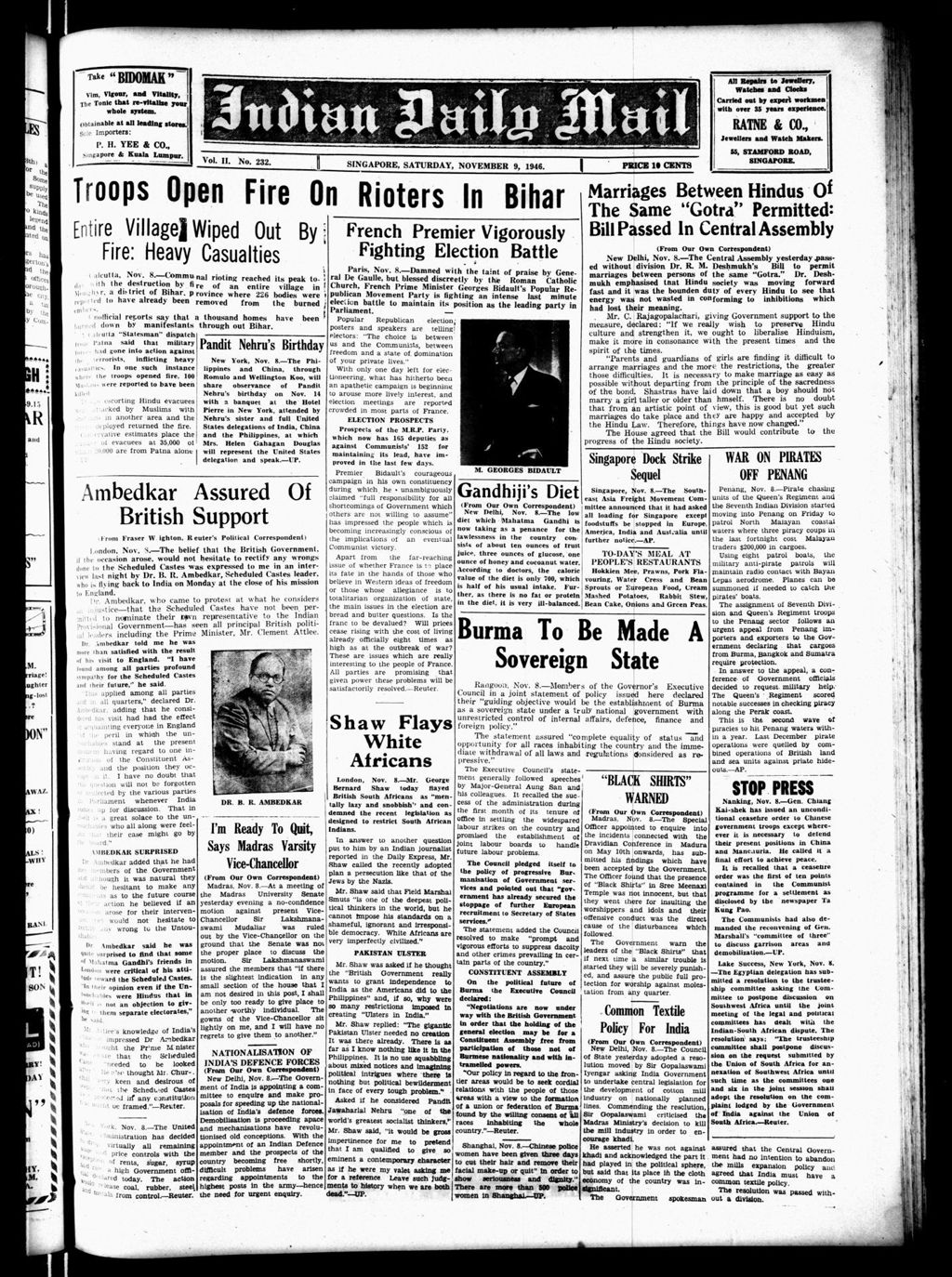 Miniature of Indian Daily Mail 09 November 1946