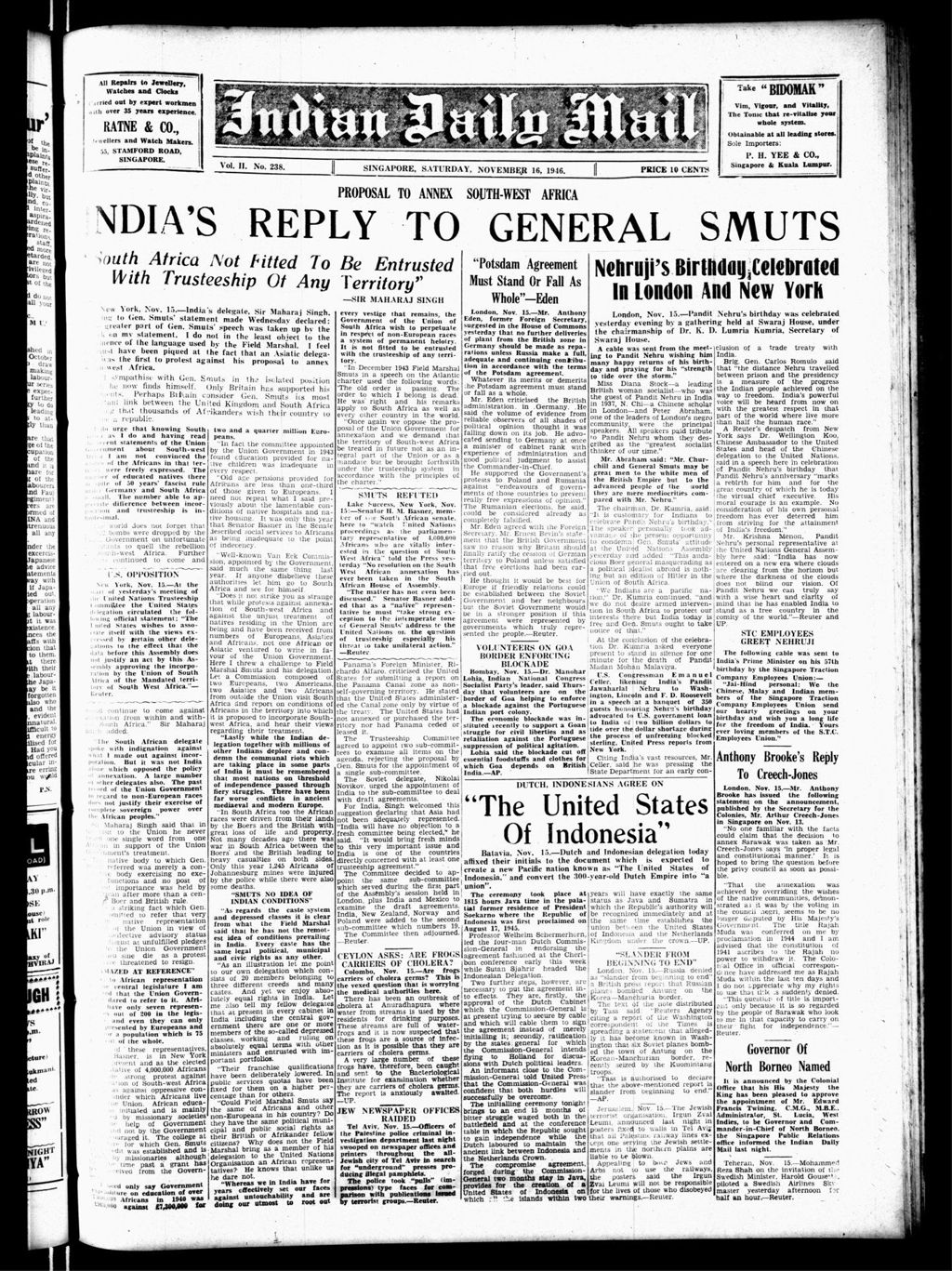 Miniature of Indian Daily Mail 16 November 1946