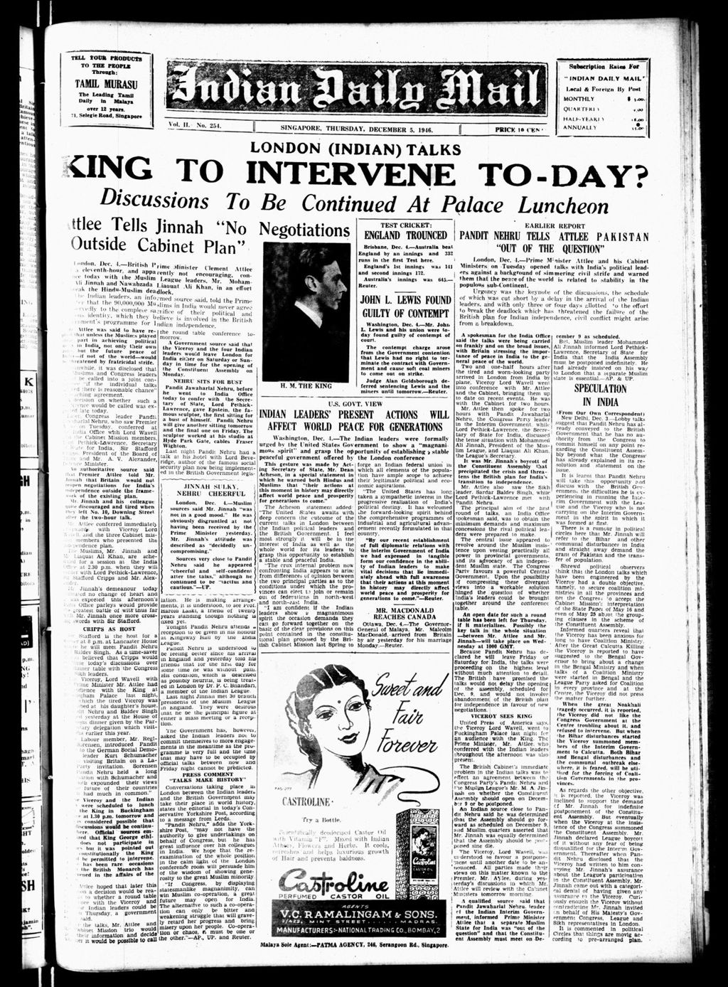 Miniature of Indian Daily Mail 05 December 1946