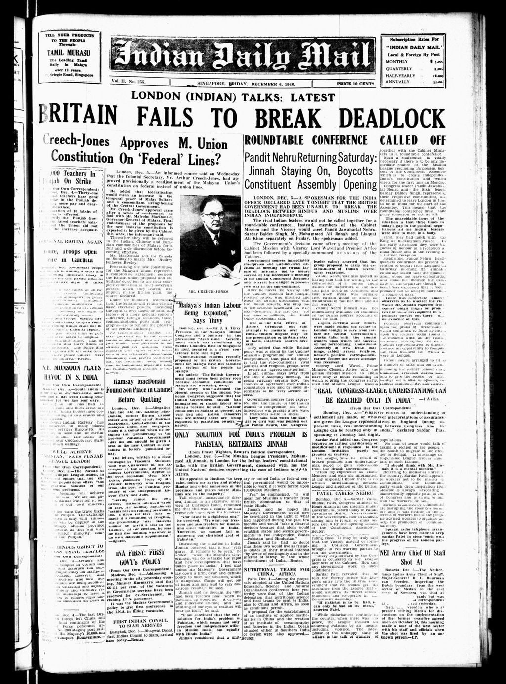 Miniature of Indian Daily Mail 06 December 1946