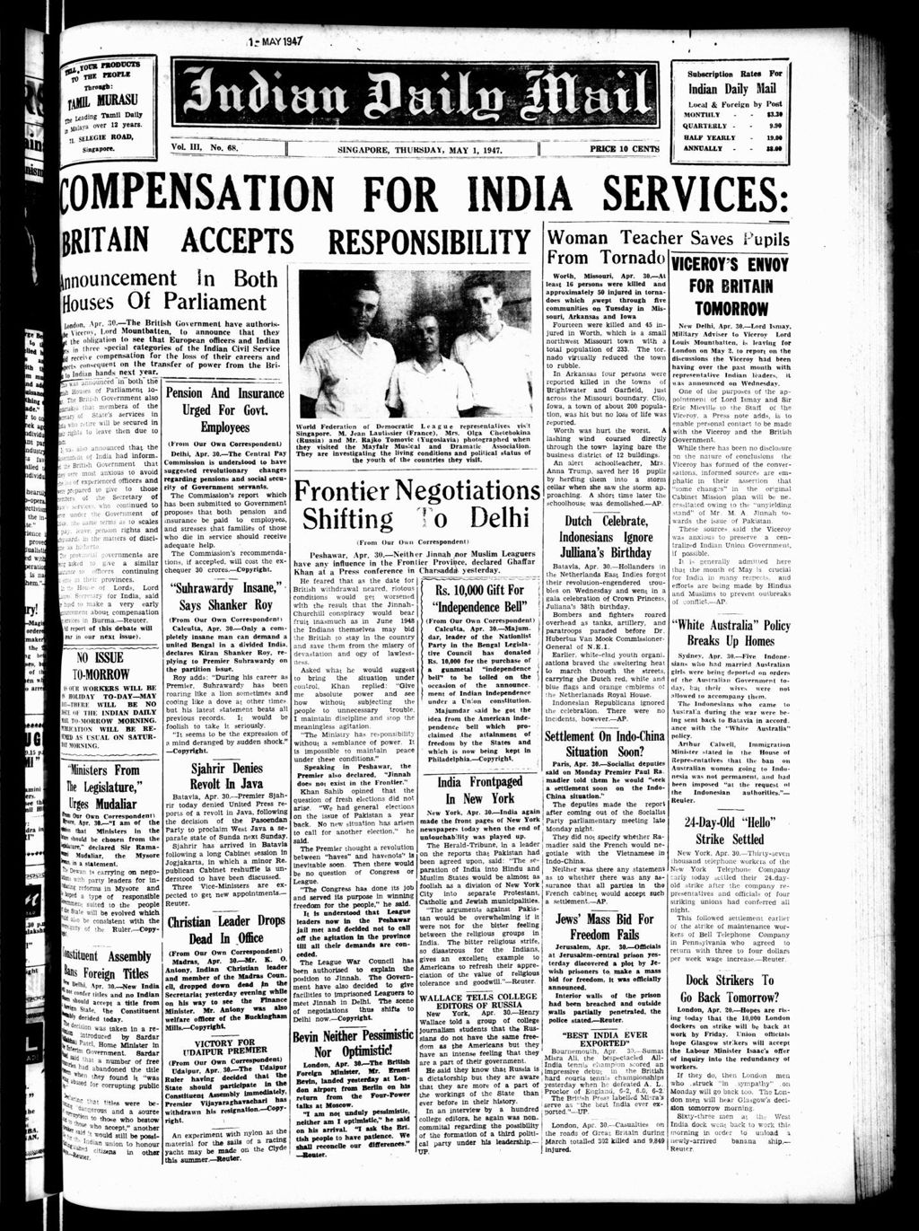 Miniature of Indian Daily Mail 01 May 1947